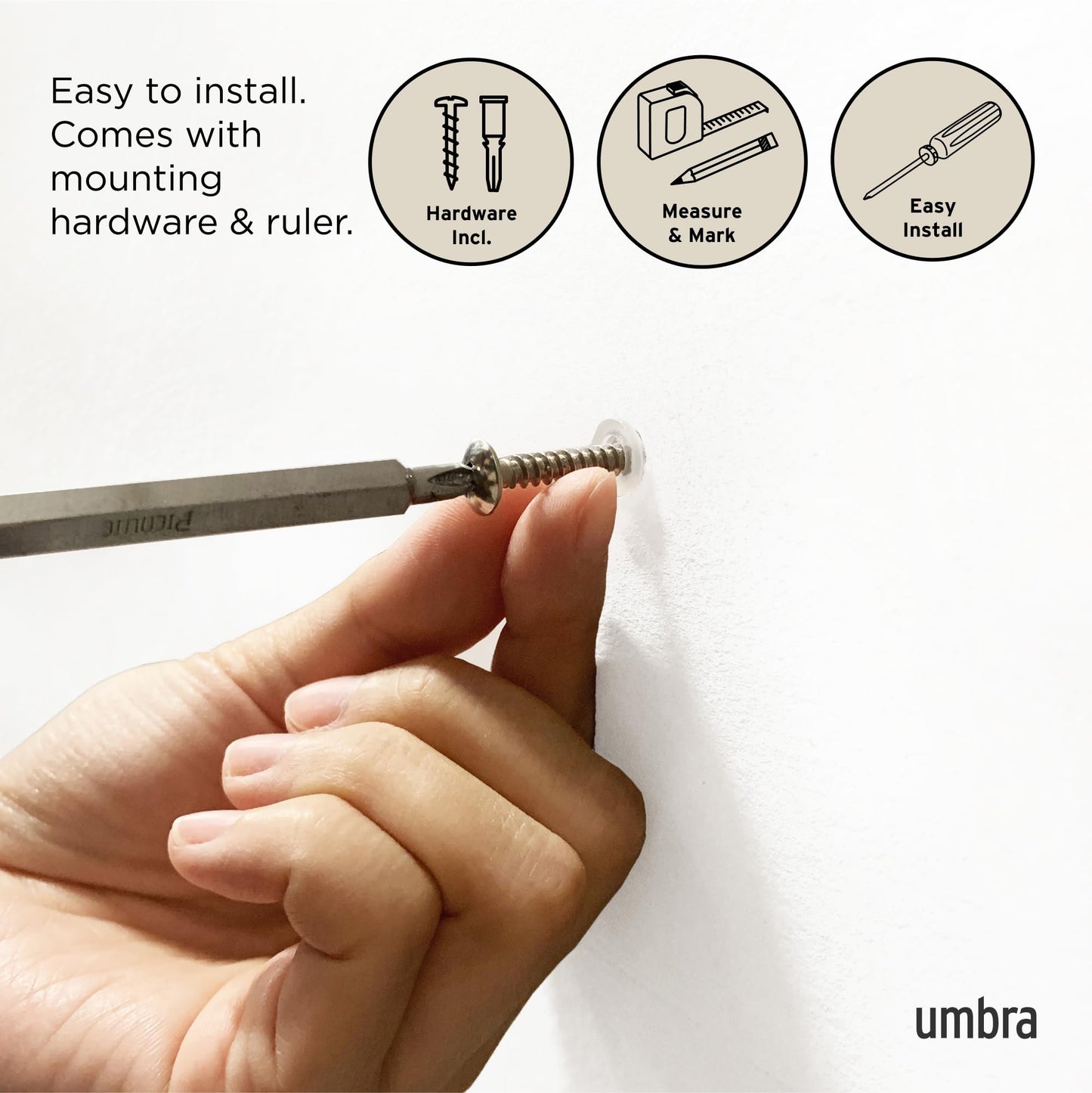 Umbra Flip Wall-Mounted Coat Rack with 5 Hooks – Modern, Space-Saving Storage for Hats, Jackets, Bags, Entryway, Mudroom, Closet, Bathroom, Bedroom – Light Walnut/Gold