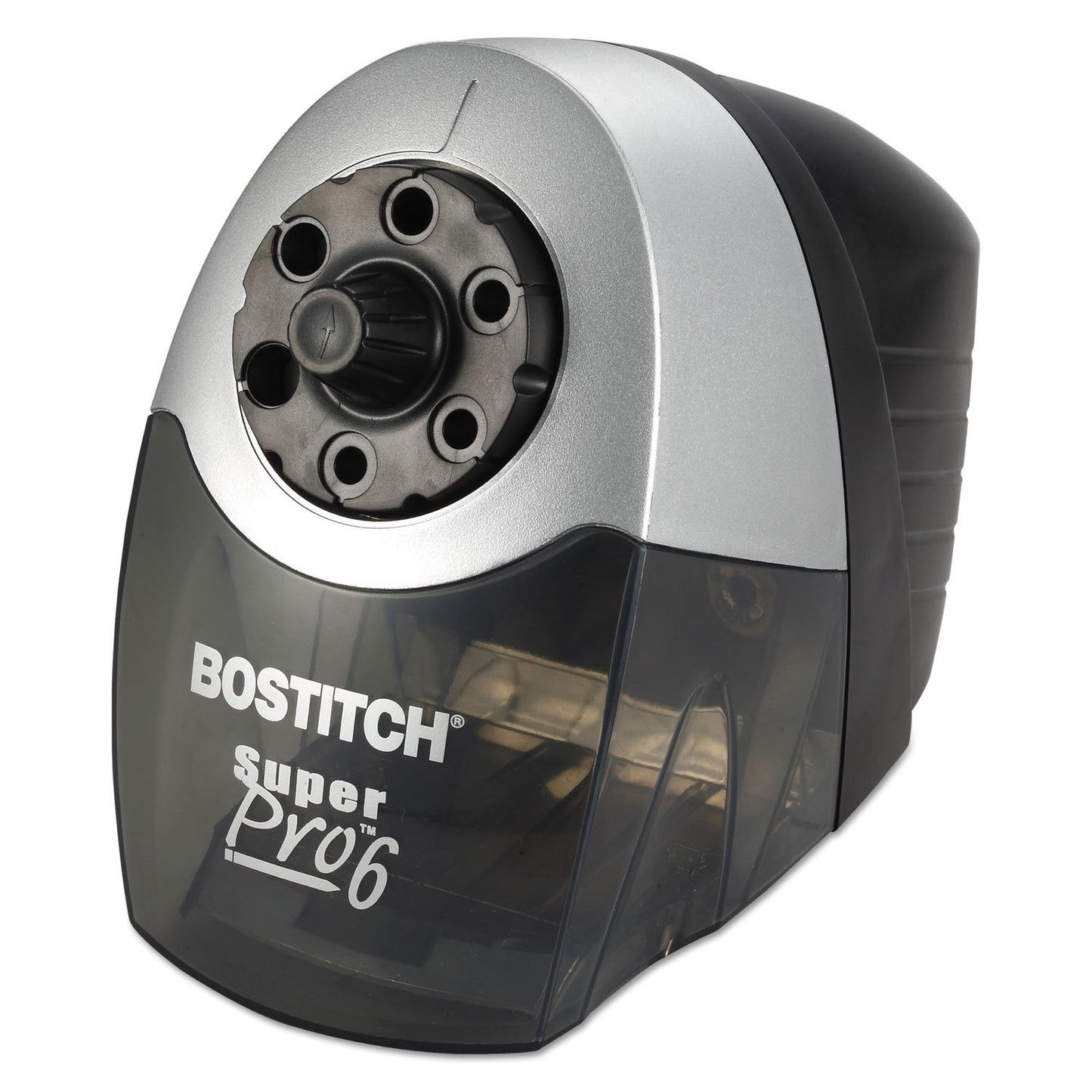 Bostitch Office SuperPro6 Electric Pencil Sharpener, Heavy Duty Commercial with 6 Holes and Industrial Motor, Grey
