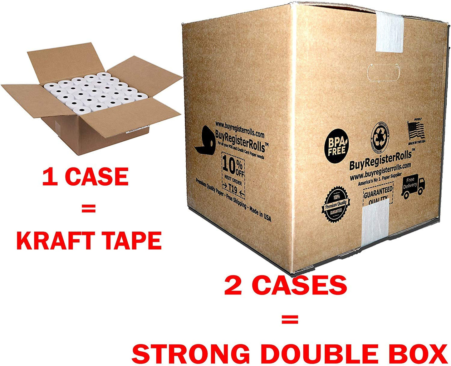 3 1/8" x 190' (50 POS Rolls) Bpa Free Thermal Receipt Printer Paper 318190 BuyRegisterRolls