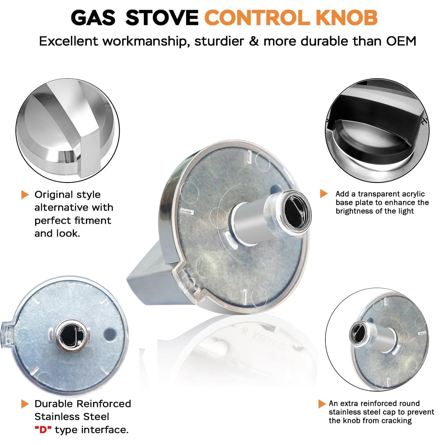 (5Pcs) WB03X25796 / WB03T10326 Gas Stove Knobs Replacements for GE Profile Range Surface Burner Knob PGP953SET1SS, PGP959SET4SS Cooktop Knob Replace for GE Part Number PS11721433, AP5986232