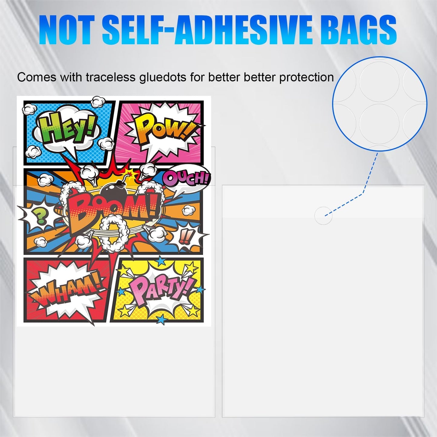 200 Pack Current Comic Book Bags and Boards, 6.87" x 10.5" Acid-Free Comic Book Sleeves, Clear Protector Sleeves for Comics (200 Comic Book Bags+200 Comic Book Boards)