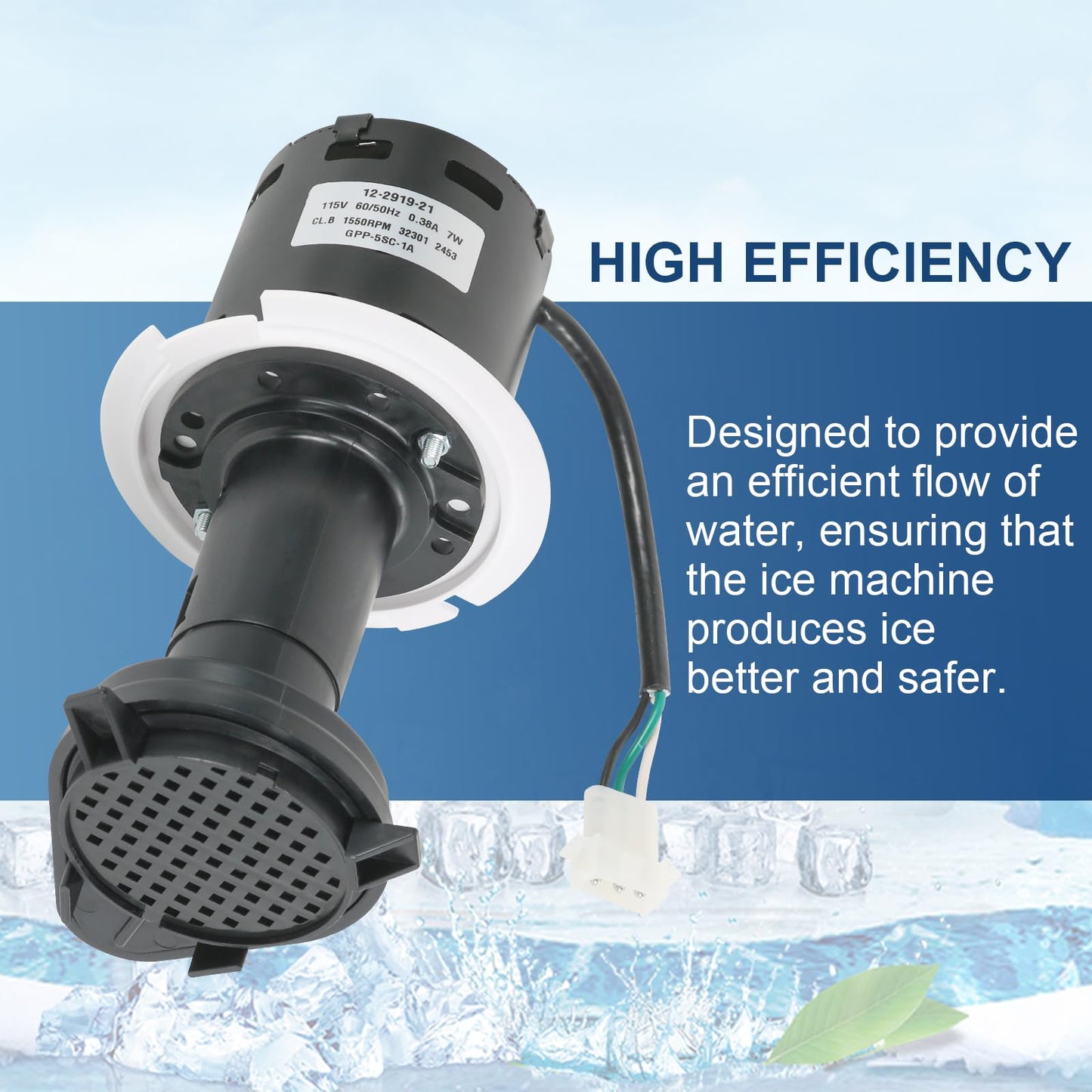 12-2919-21 Water Pump Replacement for Scotsman SC12-2919-21 ice Maker Machine C0322MA-1 C0322MW-1 C0322SA-1 (OEM Replacement) 12-2919-21