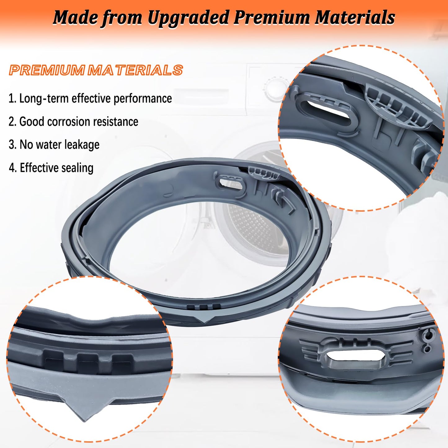 Upgraded DC64-03788A Washer Door Seal Compatible with Samsung, Washing Machine Door Boot Bellow Gasket Replacement Parts AP6884238 PS12720638