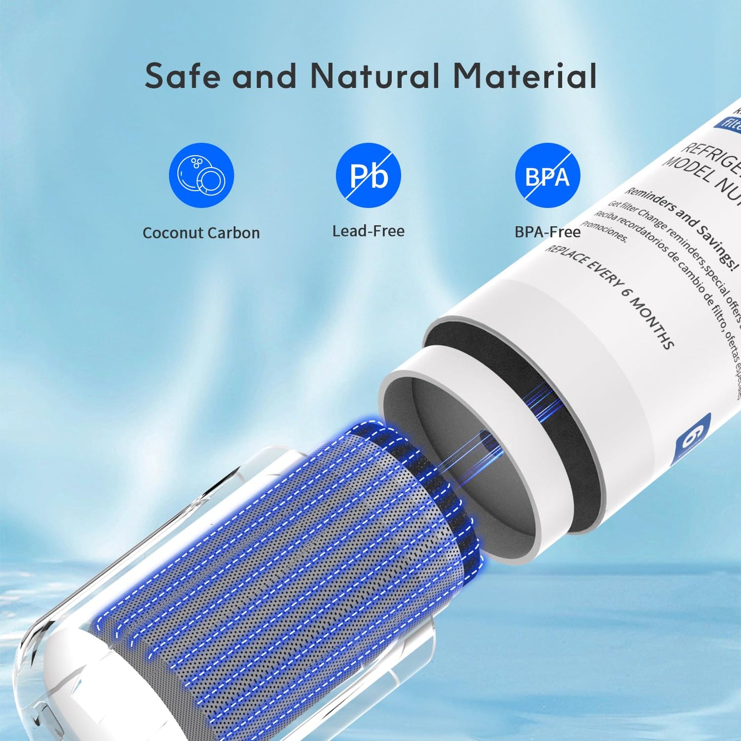 Lifefilter Water Filter Replacement for Sub-Zero 4204490, 4290510, 9030868 Refrigerator Water Filter, 3 Pack