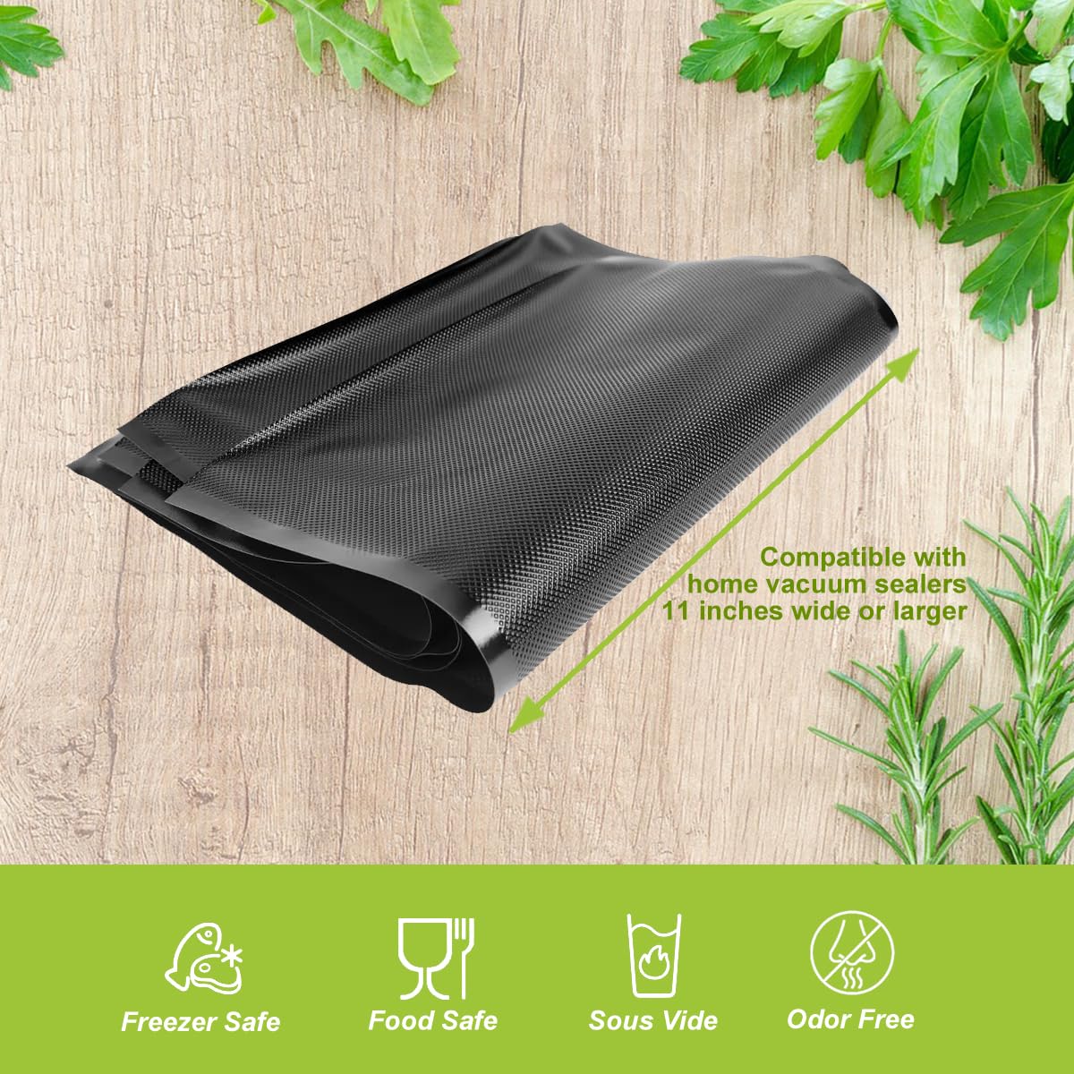 EDYCARX 11" x 50' (Total 100 Feet) Vacuum Seal Bags Black and Clear, Vacuum Sealer Bags for Food Storage, Heavy Duty Commercial Grade 5 Mil Vacuum Bags, 2 Rolls