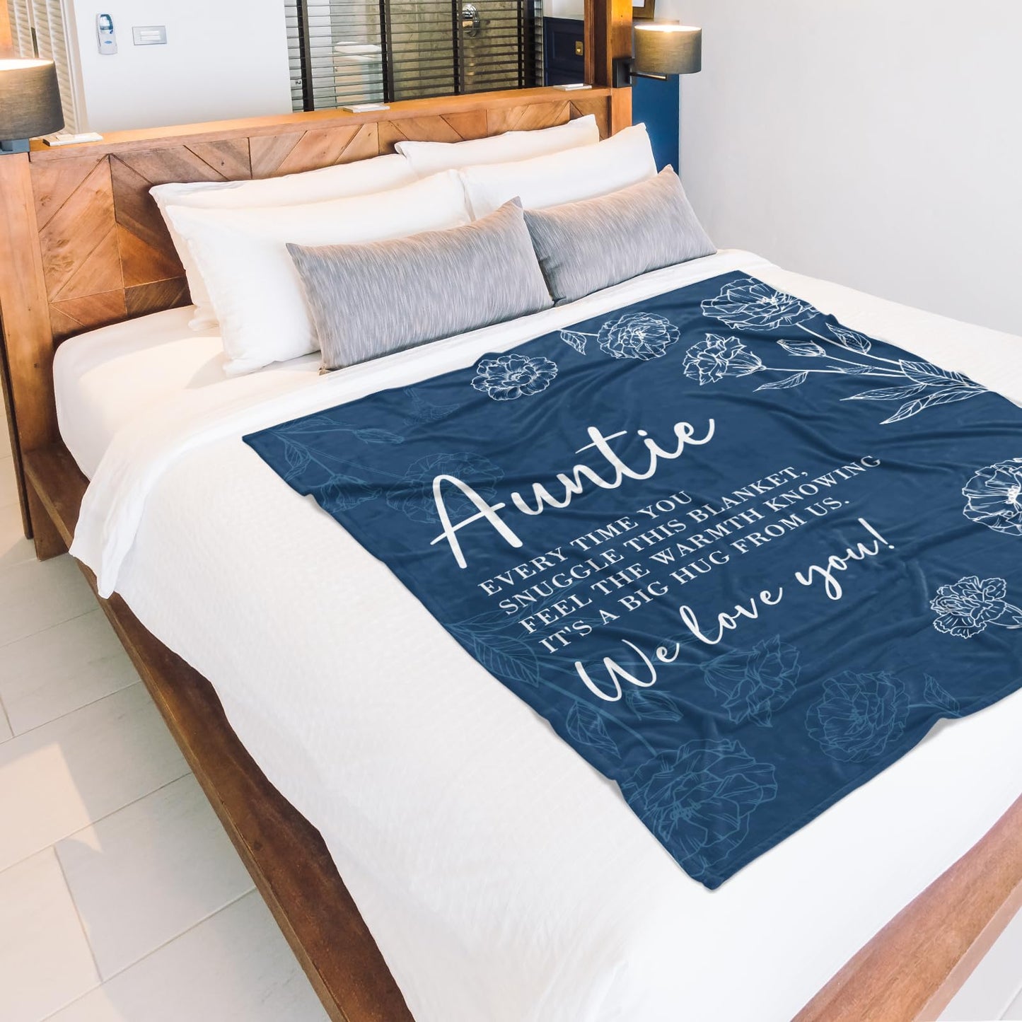 GiltGlimmer Auntie Gift Ideas, Aunt Gifts from Niece Nephew, Birthday Gift for Auntie, to My Auntie Throw Blanket 50" x 60", Blue