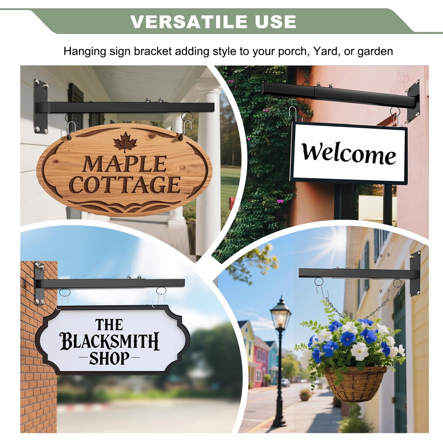 Katywixu 20"-28" Scalable Hanging Sign Bracket, Sign Brackets Hanging Sign Outside for Home Office Classroom