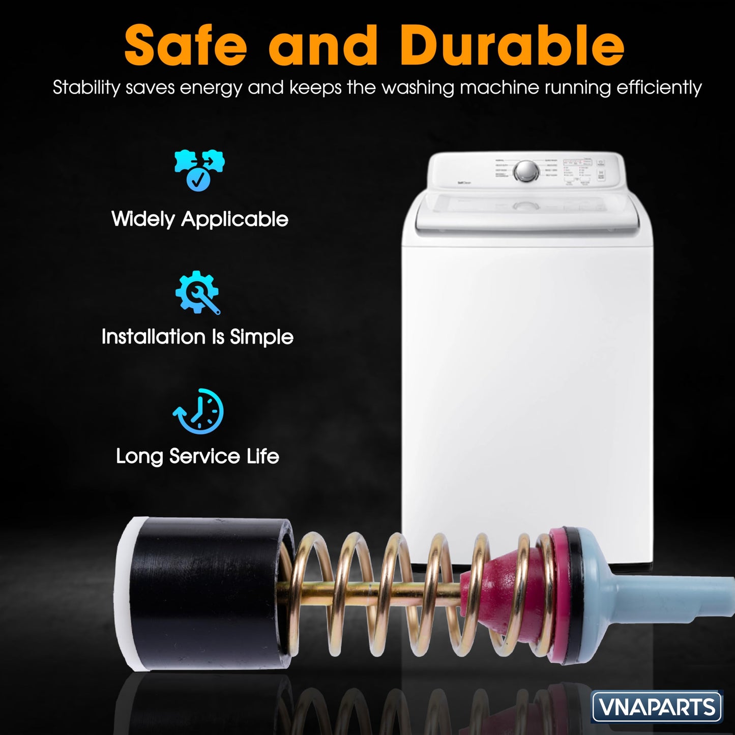 Upgrade DC97-16350U DC97-16350T Washer Suspension Rods for Samsung WA50R5200AW/US, WA50R5400AV/US, WA50R5400AW/US, WA45T3200AW/A4, WA45H7000AW/A2, WA45N3050AW/A4 Washing Machine