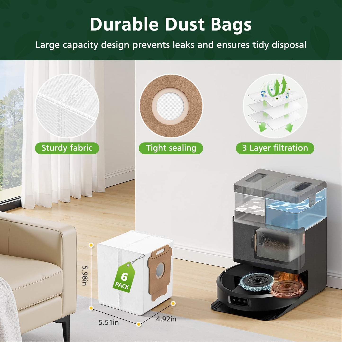 25 Pcs Replacement Parts Kit for iRobot Roomba Plus 405/505 / 507 Combo Robot Vacuum, Accessories Include 2 Main Brush, 6 Vacuum Bags, 4 Hepa Filters, 6 Mop Pads, 6 Side Brushes, 1 Cleaning Brush