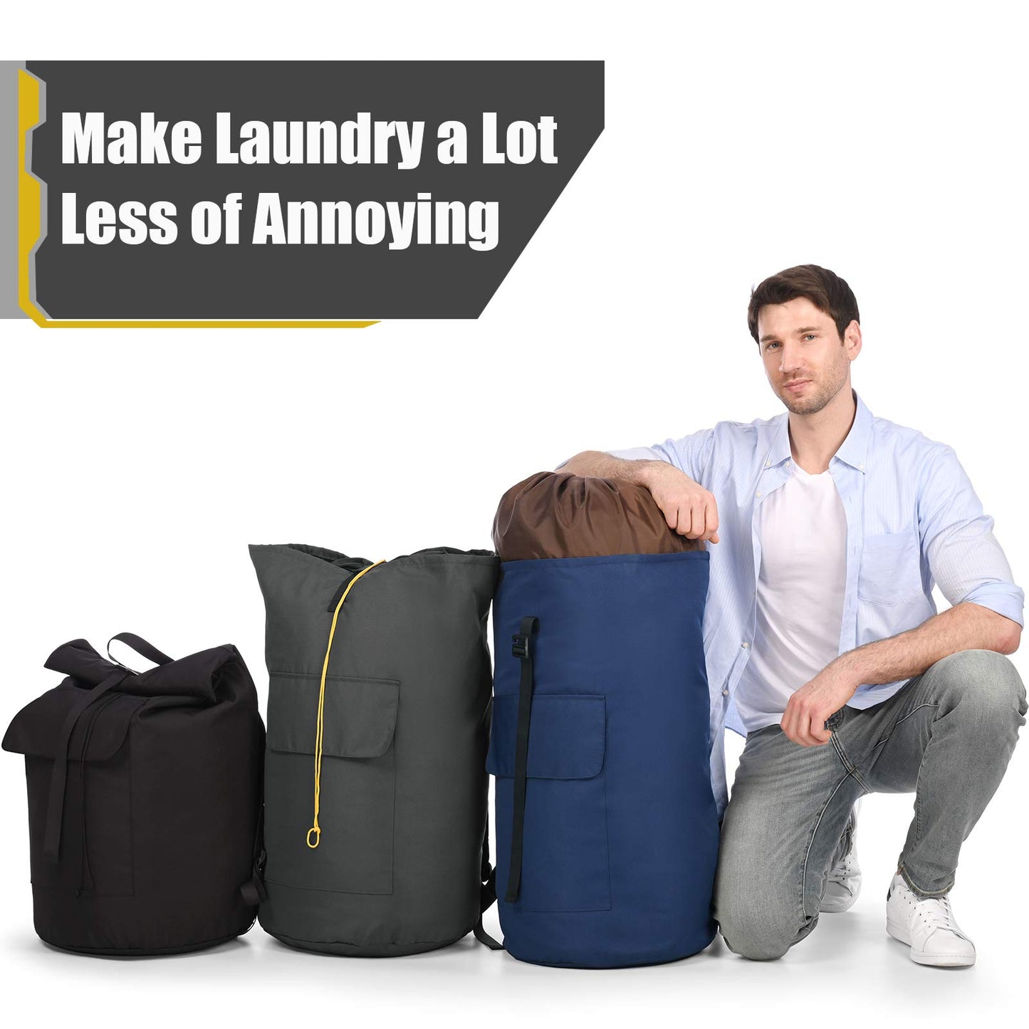 Backpack Laundry Bag, 115L Heavy Duty Extra Large College Laundry Backpack, Dirty Clothes Bag with Shoulder Straps, Laundry Hamper Bag with Drawstring Closure for College Dorm, Apartment Black