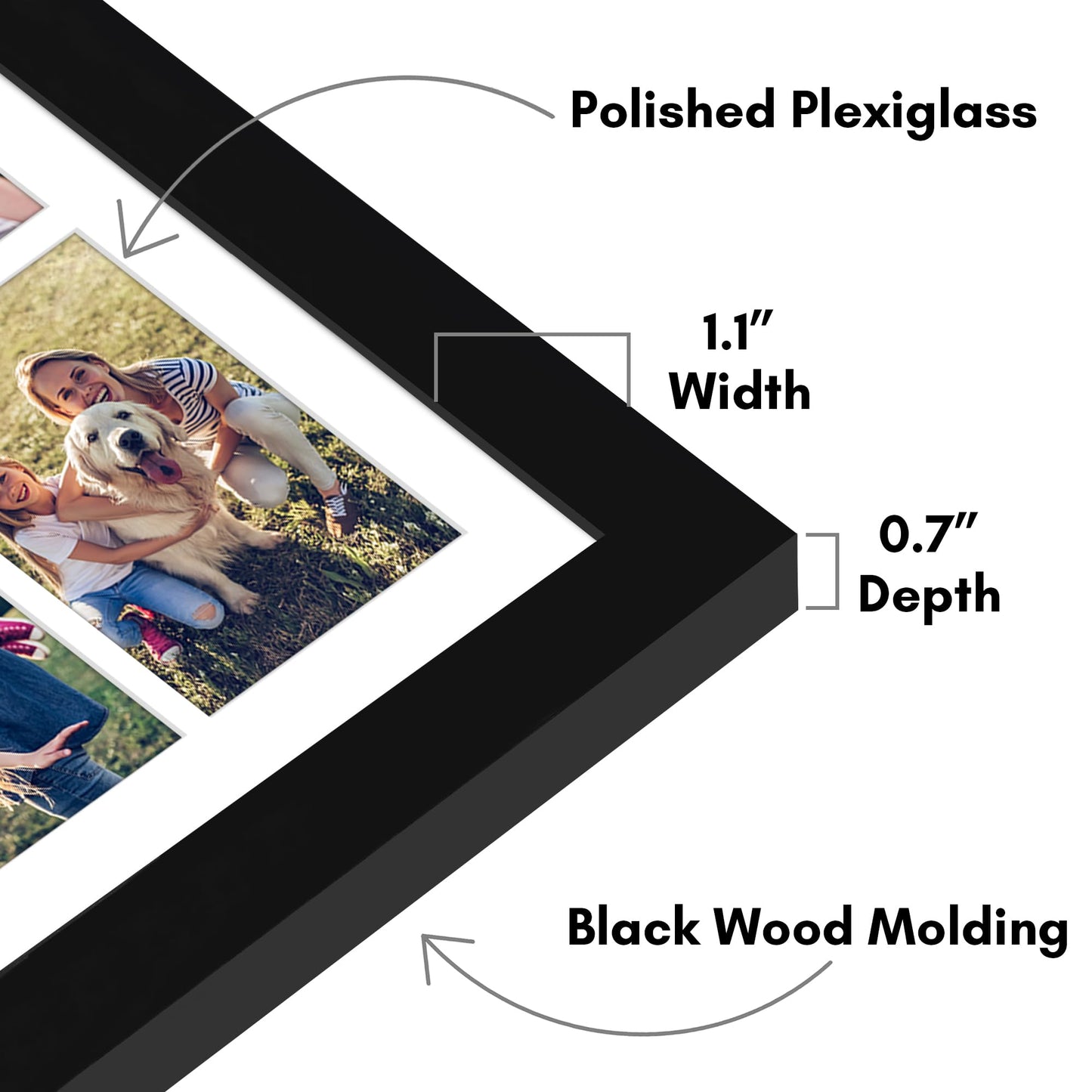 Americanflat 4x6 Collage Picture Frame with Polished Plexiglass - Multi Picture Frames Fit Nine 4x6 Photos or Use as One 14x20 Frame for Wall Display - Signature Collection - Black