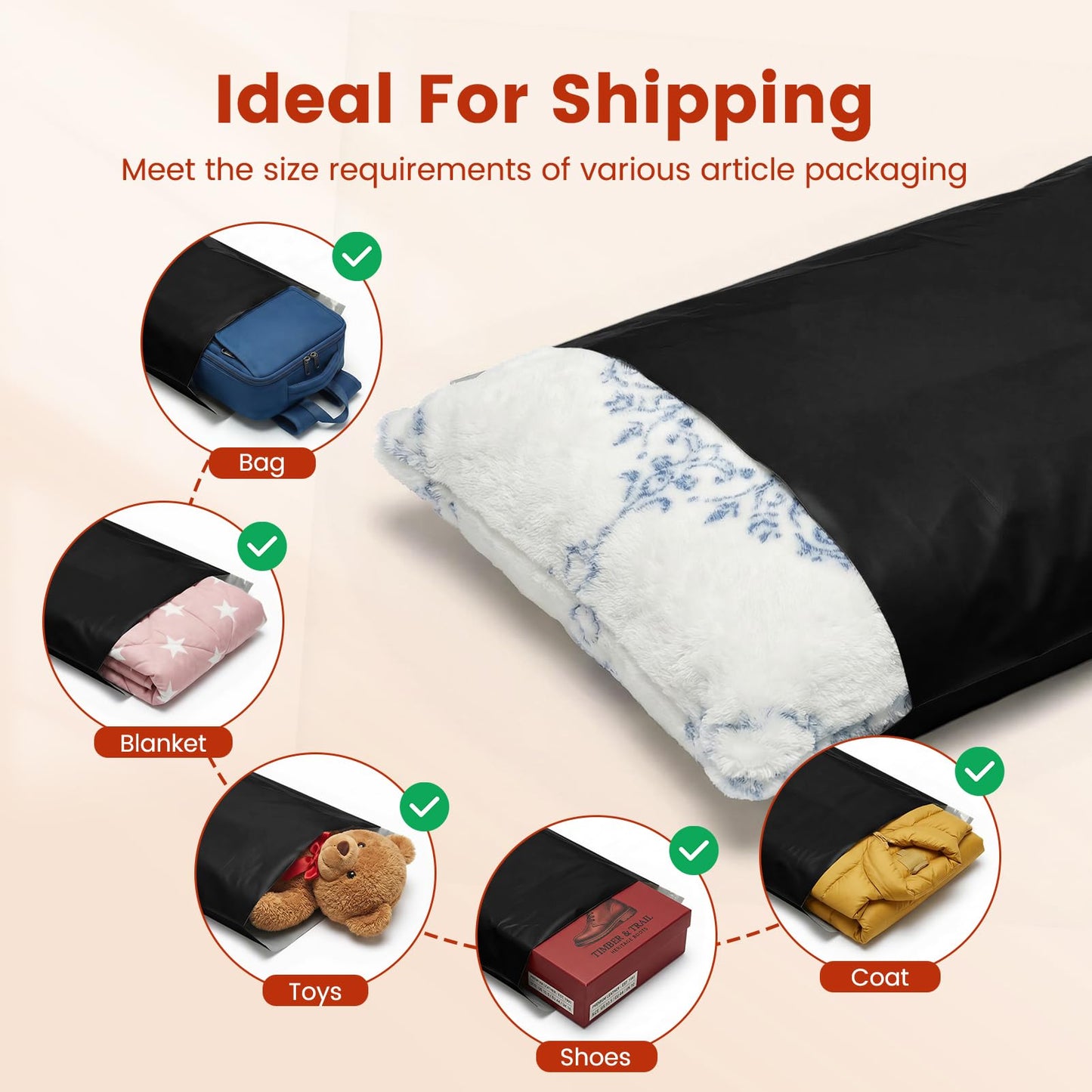 Metronic Poly Mailers 19x24 250Pcs Large Shipping Bags for Clothes,Heavy Duty Shipping Envelopes Bulk for Small Business,Strong Adhesive Self-Seal Plastic Mailing Bags for E-Commerce Packaging, Black