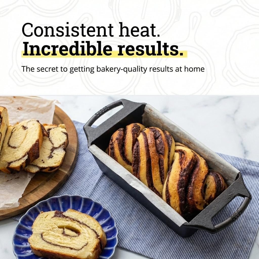 Lodge Cast Iron Loaf Pan - 8.5 x 4.5 Inch PFAS-Free Bread Baking Pan - Naturally Seasoned Cast Iron Bakeware for Sourdough, Meatloaf, Breads, and More - Made in the USA - 2 Pack