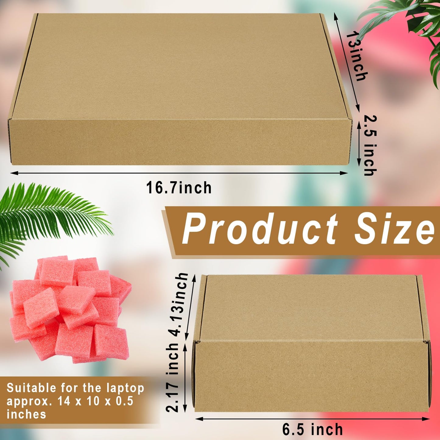 2 Sets Laptop Shipping Box with Foam Protection Computer Mailing Box up to 17 Inch with Charger Boxs, Foam Frame, Foams Sheets Padding Kraft Secure Mailing Boxes for Packing Moving 16.7x13x2.5 Inch