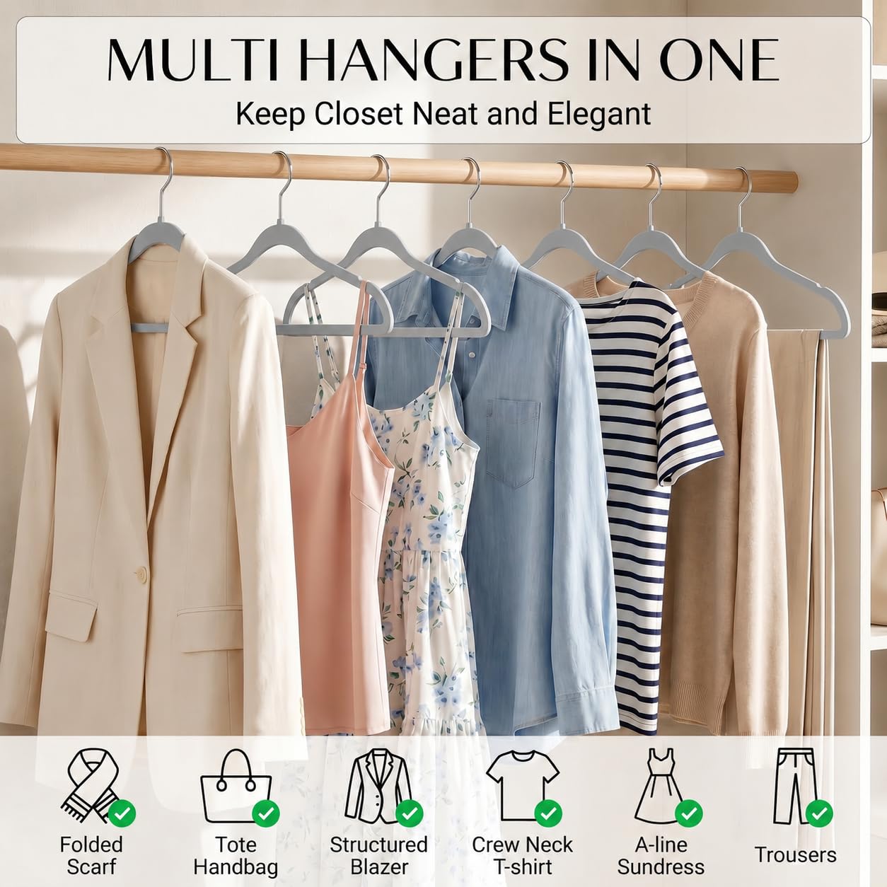 SMARTOR Plastic Hangers 50 Pack, Thin Hangers with 360° Swivel Hook, Non-Velvet Hanger Heavy Duty Clothes Holders for Closet - Durable Adult Hanger, Space Saving Hangars - Gray