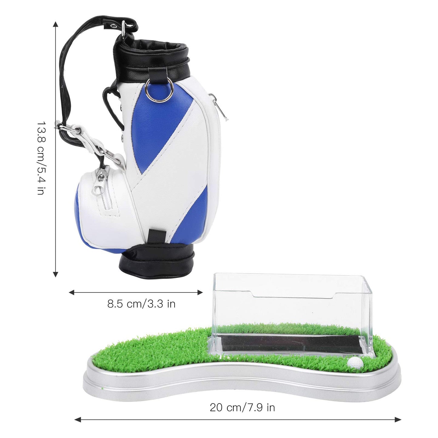 Alomejor Office Desk Golf Bag Pencil Holder with Golf Pens Business Card Box Base for Golf Souvenirs Gifts