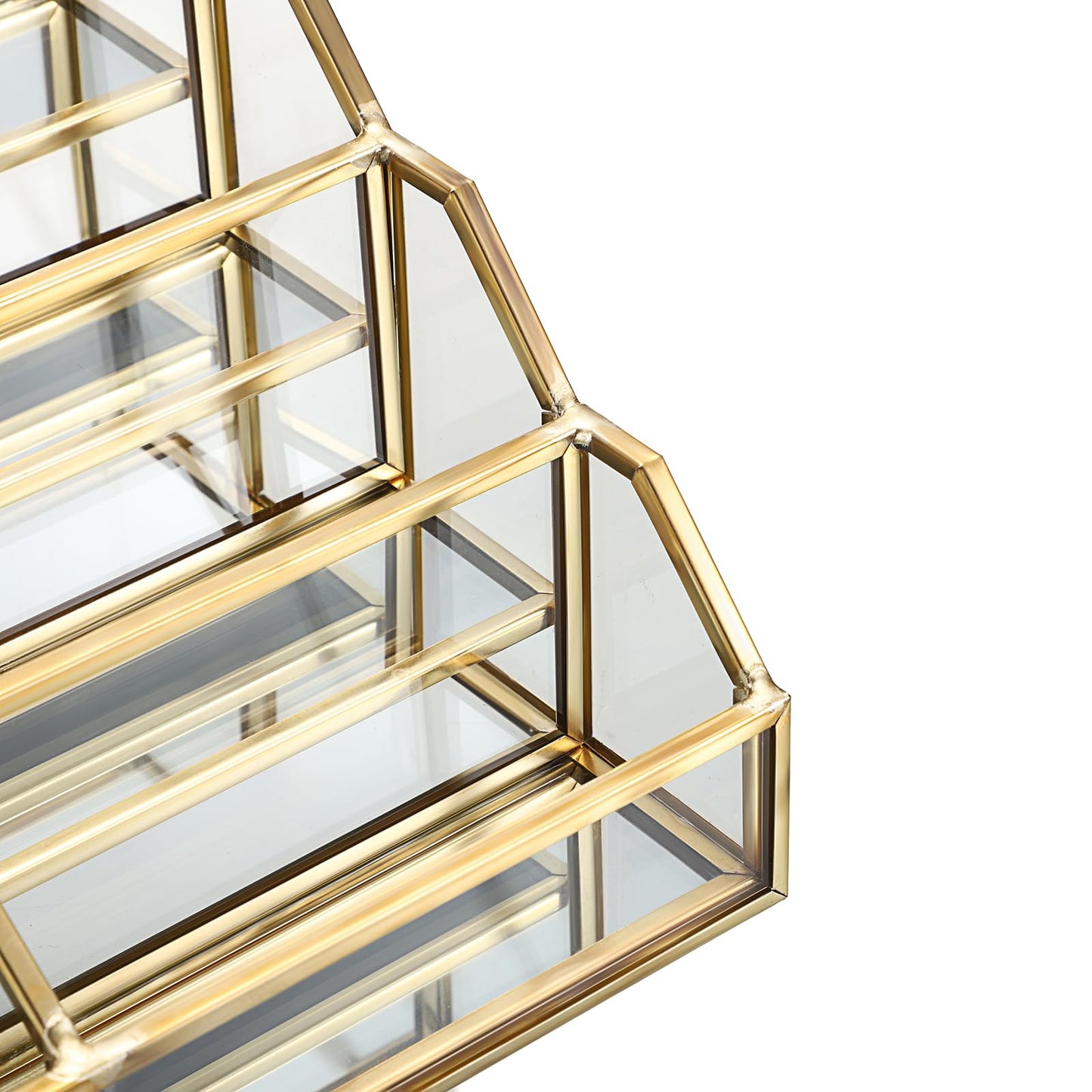 Hipiwe Mirrored Glass Business Card Holder Gold Business Card Display Stand for Desk Multiple Clear Business Card Holder Display for Office Desktop Cards Display Stand for Women Men, 8 Slots