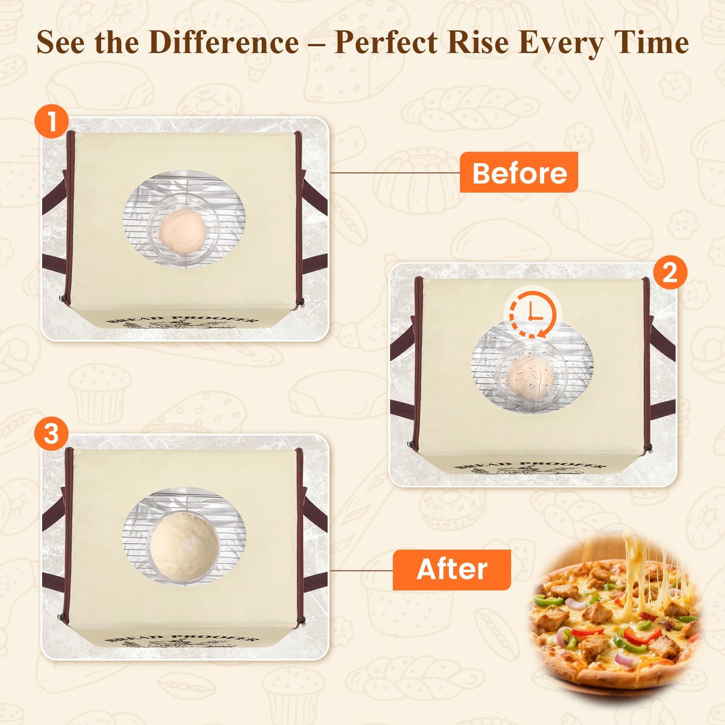 Bread Proofing Box with Temp & Timer Control – Foldable Bread Proofer for Dough, Sourdough, Pizza & Yogurt – Large Proofing Container for 3D Filament Drying, with NTC Sensor & Bonus Shelf
