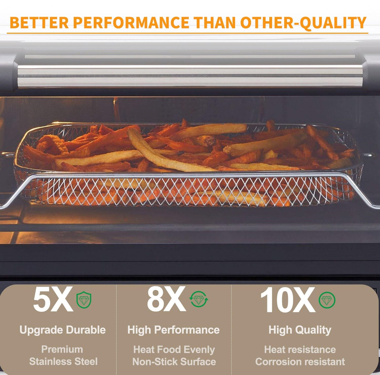 Upgraded KCO124BM KCO124 Air Fryer Basket Replacement Parts for Kitchenaid Oven Basket 304 Stainless Steel 14 x10 Mesh Basket Kitchen Aid Digital Air Fry Countertop Toaster Oven Tray Rack Accessories