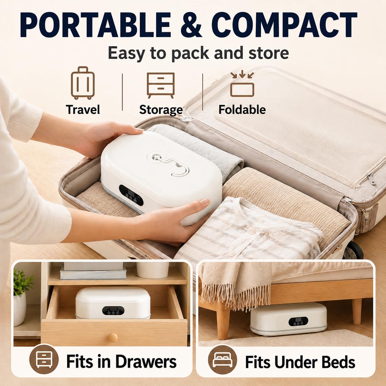Portable Clothes Dryer, 700W Foldable Dryer for Clothes with Timer, No Assembly Required, Quiet Compact Dryer for Apartment, RV, Dorm, Travel & Small Spaces