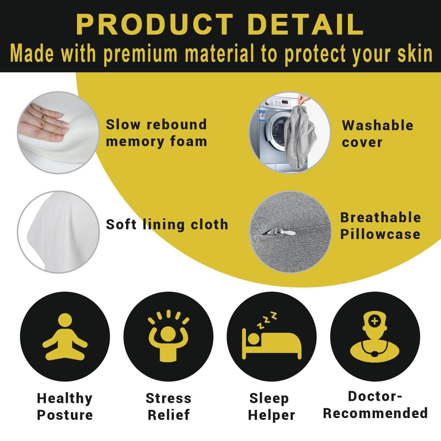 anzhixiu Long Knee Pillow for Side Sleeper Fully Support Thighs and Knees for Sciatica, Back, HIPS, Knees, Joints Pain Relief - Leg Pillow for Side Sleeping Between Legs Aligns Spine- Pure Gray