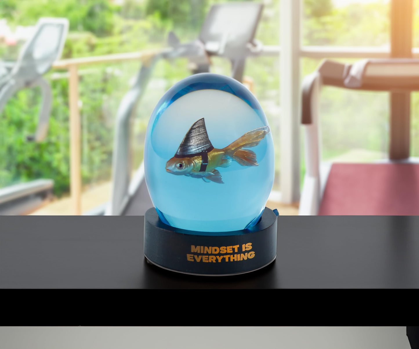 VEOJEIN Mindset is Everything Shark Goldfish – Decorative Desk and Shelf Accessory - Inspirational Uplifting Self-Improvement Positive Quote - Home or Office Decor – Original Design Paperweight