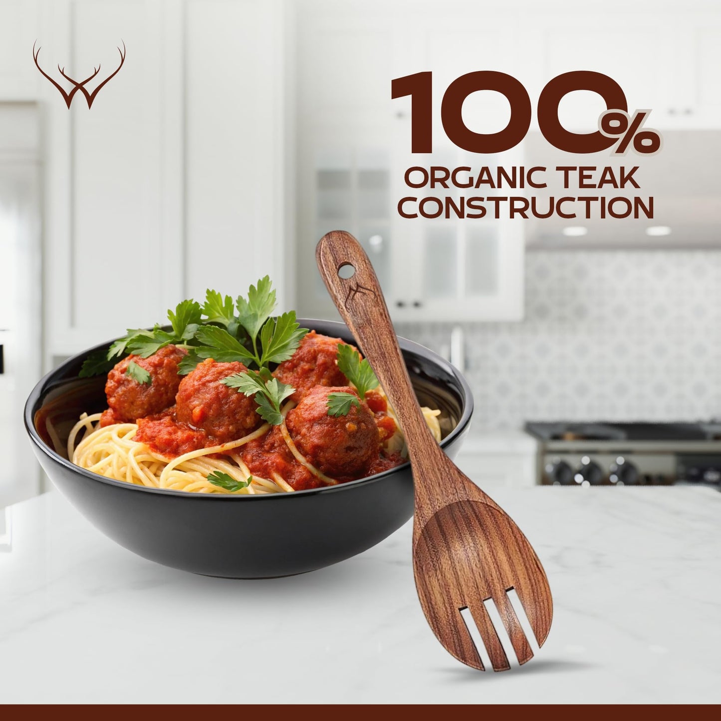 8 Pcs Teak Wooden Utensil Set – Premium Wooden Cooking Utensils Set, Natural Wooden Spoons for Cooking - Sturdy Kitchen Utensils & Cooking Spoons for Every Chef