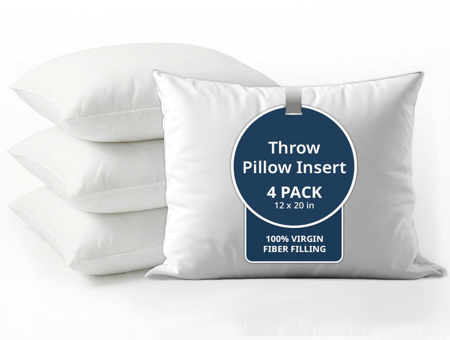 LANE LINEN 20x20 Throw Pillow Insert - Set of 4 White Pillow Inserts for Decorative Pillow Covers, Throw Pillows for Bed, Decorative Pillows for Bed, Couch Pillows, Throw Pillows for Couch
