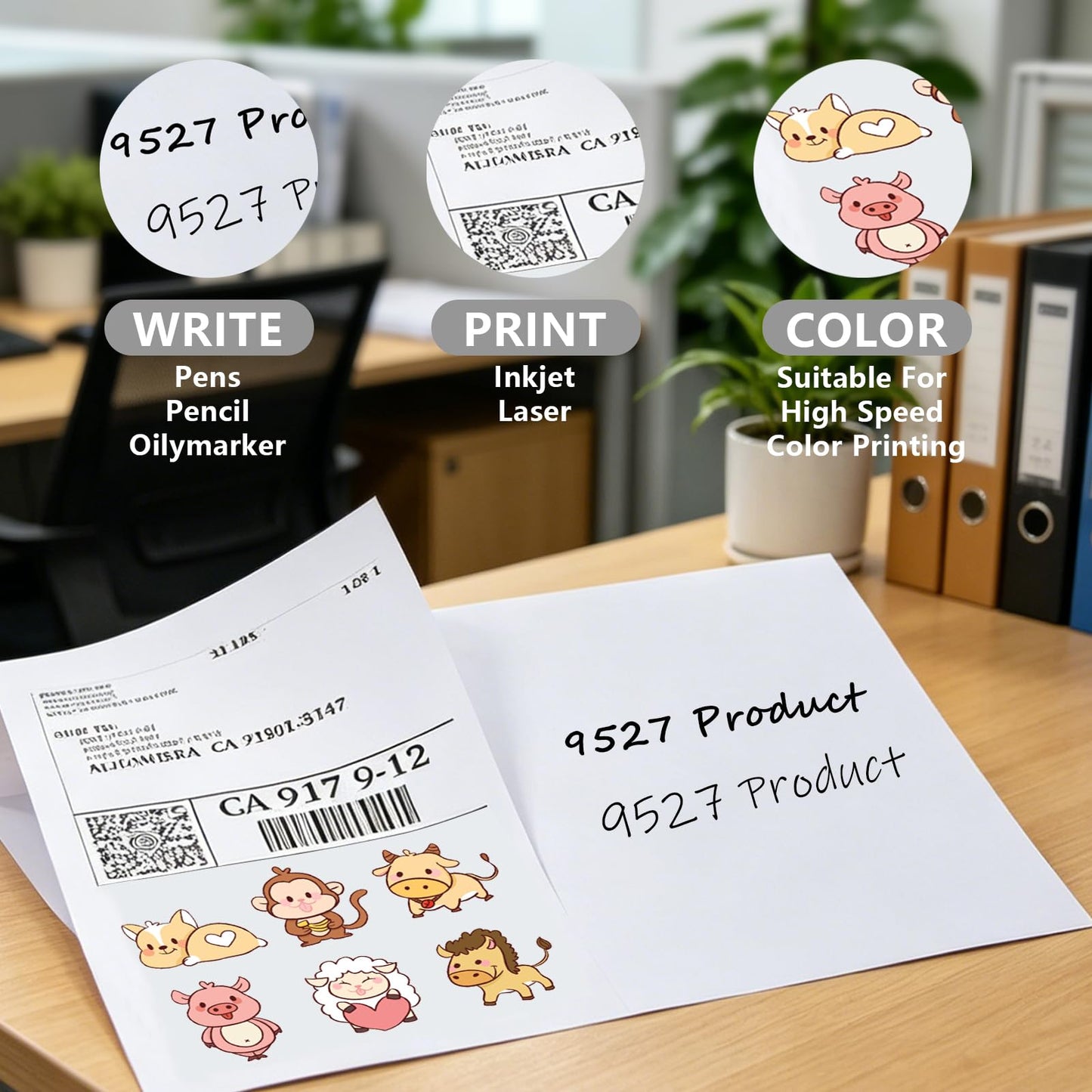 9527 Product 8.5" x 5.5" Half Sheet Self Adhesive Shipping Labels for Laser & Inkjet Printers, Easy to Peel Label, 500 Sheet 8.5 x 11 Address Labels, 2 Labels per Sheet (1000 Labels)