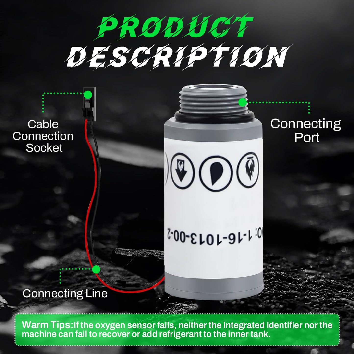 16916 Replacement Oxygen Sensor Compatible with Robinair R-1234yf Machines and Refrigerant Identifiers 16990/16995 - Fits AC1234-4, AC1234-4SL, AC1234-4-230, AC1234-6, AC1234-9