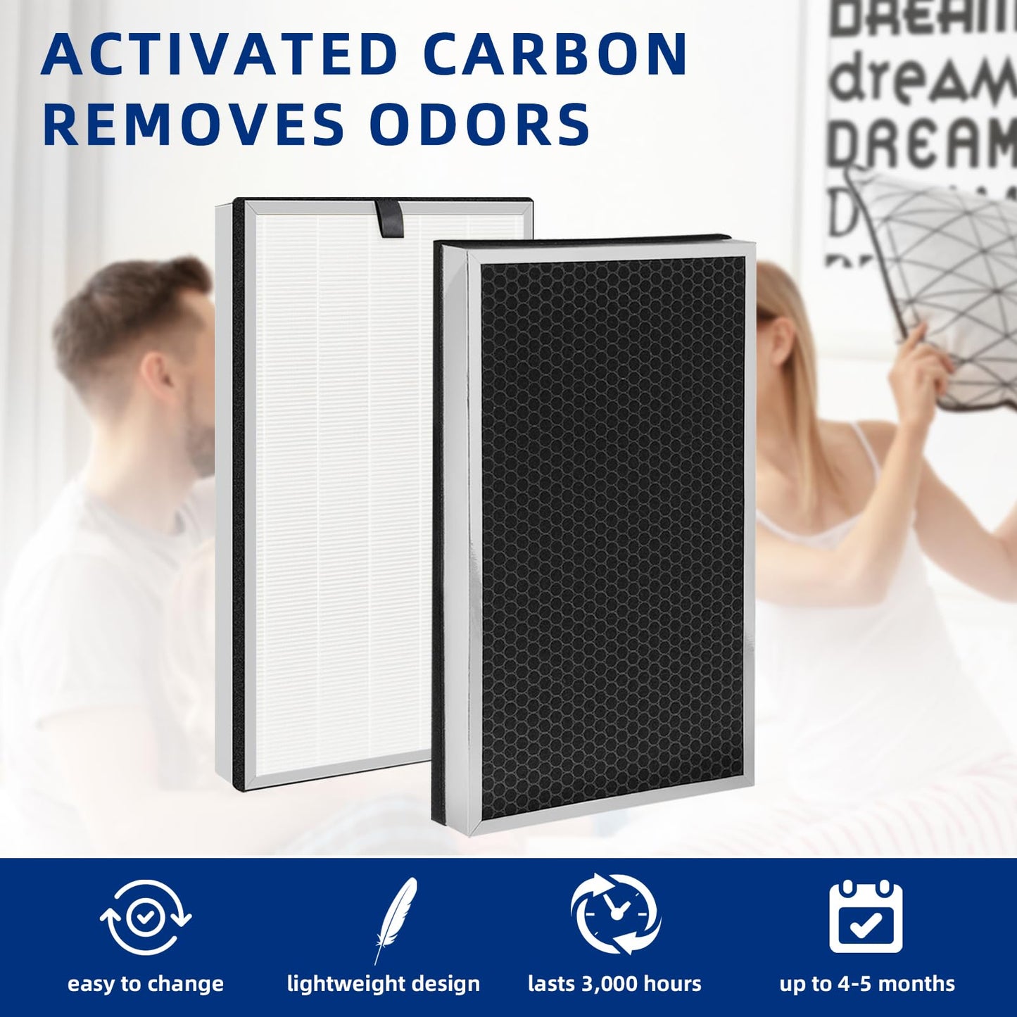 112 Air Purifier Replacement Filter: Compatible with MA Series 112 Air Purifier V2.0, 3 in 1 Pre-filter, Pleated Filter and Activated Carbon Filter, 2 Pack