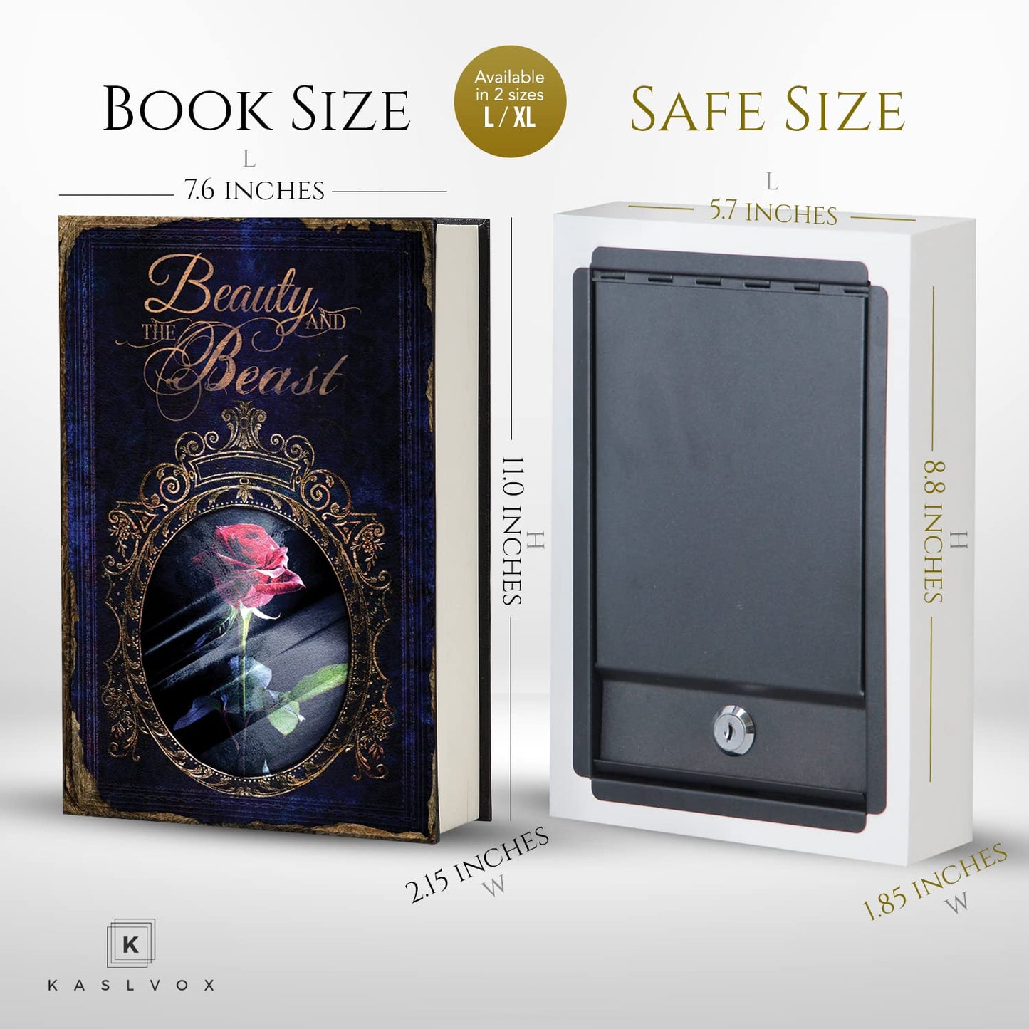 Fake Book Box - Small Safe Box with Key Lock - Hidden Safe in Plain Sight - Diversion Safes - Secret Safes (Beauty Beast) (X-Large)
