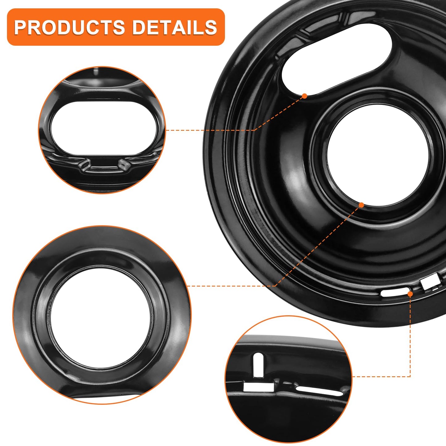 Stove Burner Drip Pans W10288051 Stove Burner Covers&MP22YA Electric Range Burner Element Set Compatible for Whirl-pool Electric Range Stove-by MIFLUS,2*W10290350(8")2*W10290353(6")