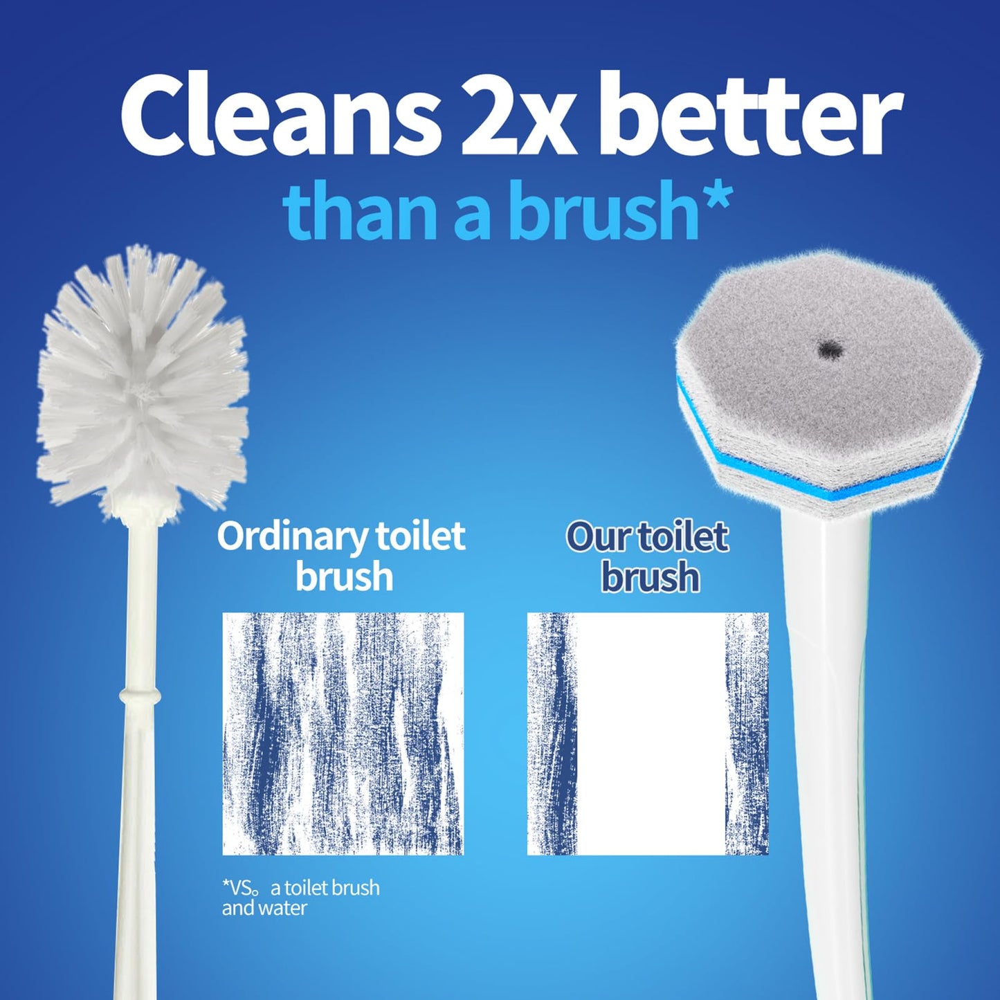 Hohoky Disposable Toilet Brush Cleaning System, Two Sets of Wands and 60p Refills Pads Replacement Heads, Wall Mounted Toliet Stick Wand Starter Kit Bathroom Maintenance, Toilet Bowl Cleaner Holder