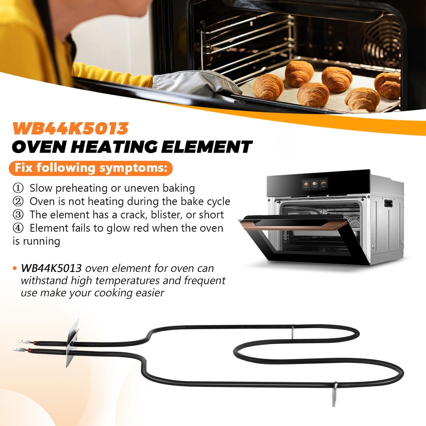 WB44K5013 WB44K5010 Range Oven Bake Element by Blutoget-Fit for GE Hotpoint Ken-more General Electric Oven Bottom Heating Element Replaces WB44K5008 WB44K5010 ERB44K5013 AP2030969 AP4404441