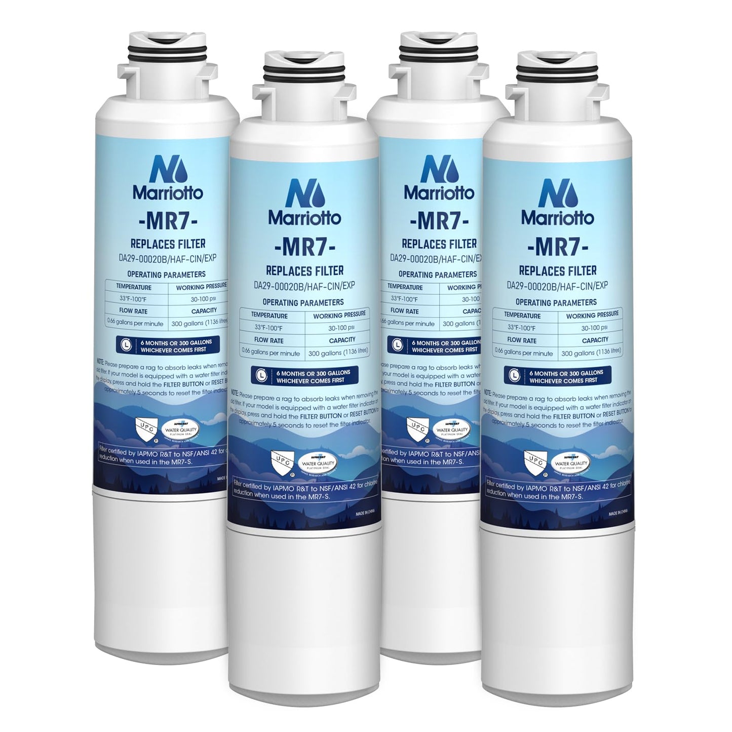 MARRIOTTO Compatible with Samsung DA29-00020B Refrigerator Water Filter, DA29-00020B, DA29-00020A, HAF-CIN/EXP, 46-9101 Refrigerator Water Filter, 4 Pack