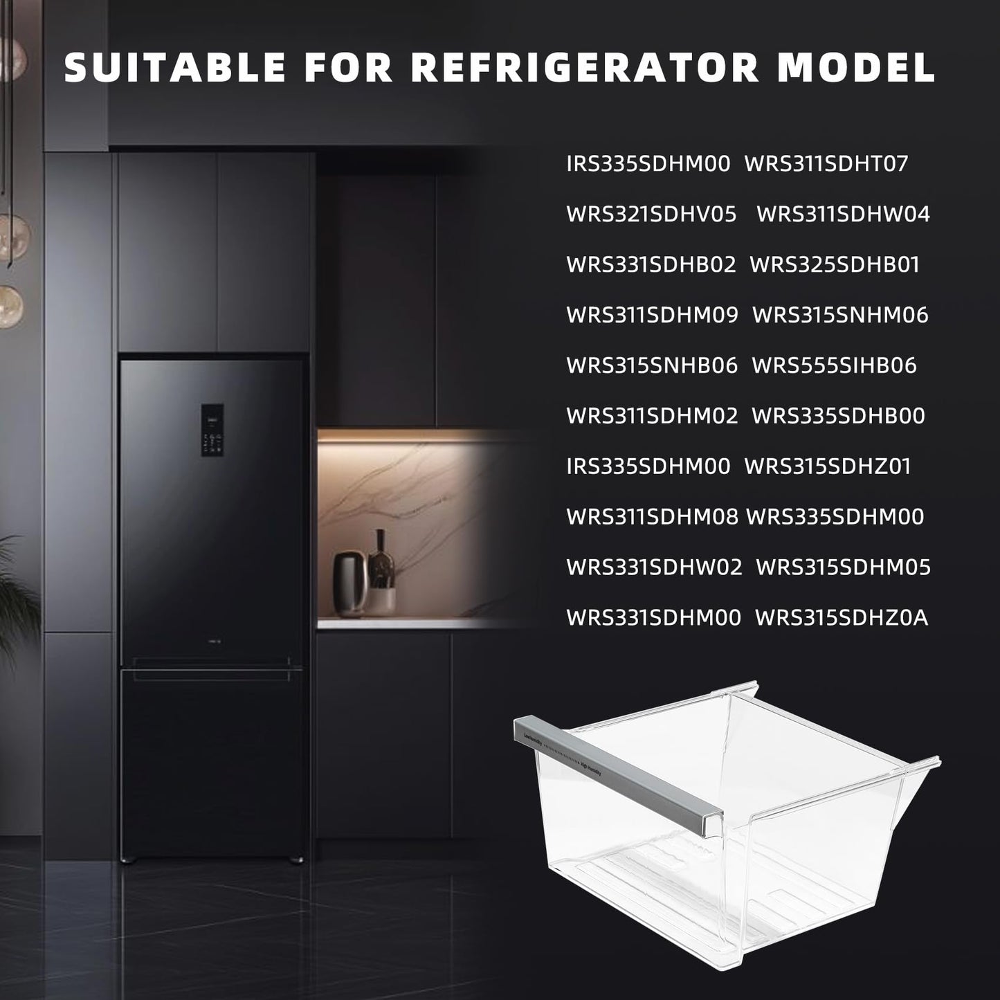 W11162443 W11046494 W11162446 Refrigerator Fridge Crisper Drawer Pan Fridge Meat Pan Bin Upper Humidity Control Drawer Compatible with Whirlpool Maytag Refrigerator Replacement Parts