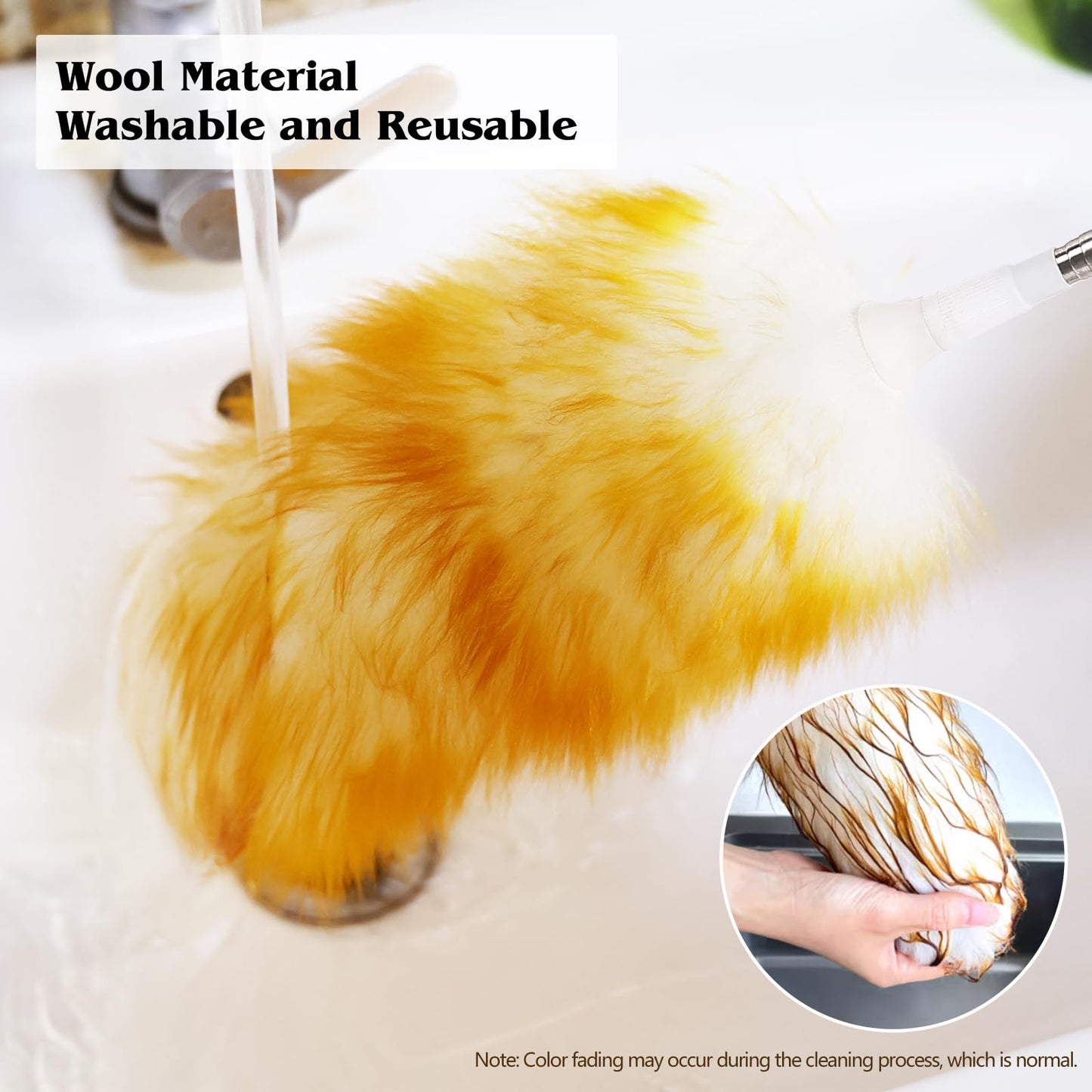 Lambswool Extendable Duster 29-110 Inch, Anti-Static Flexible Head, Stainless Steel Pole for High Ceilings, Fans, Interior & Roof Dusting.