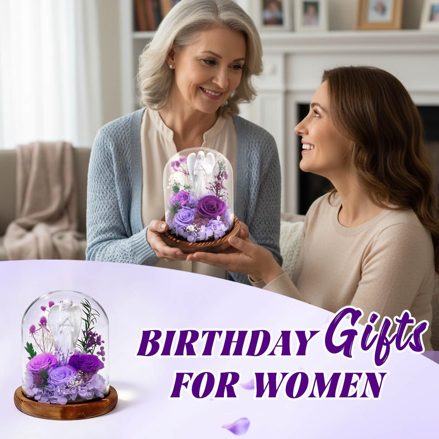 Harmolia Gifts for Mom Fresh Flowers for Delivery Forever Preserved Real Rose Christian Anniversary Mothers Day Birthday Gifts for 40 50 60th Women Grandma Wife Her Sister Best Friend