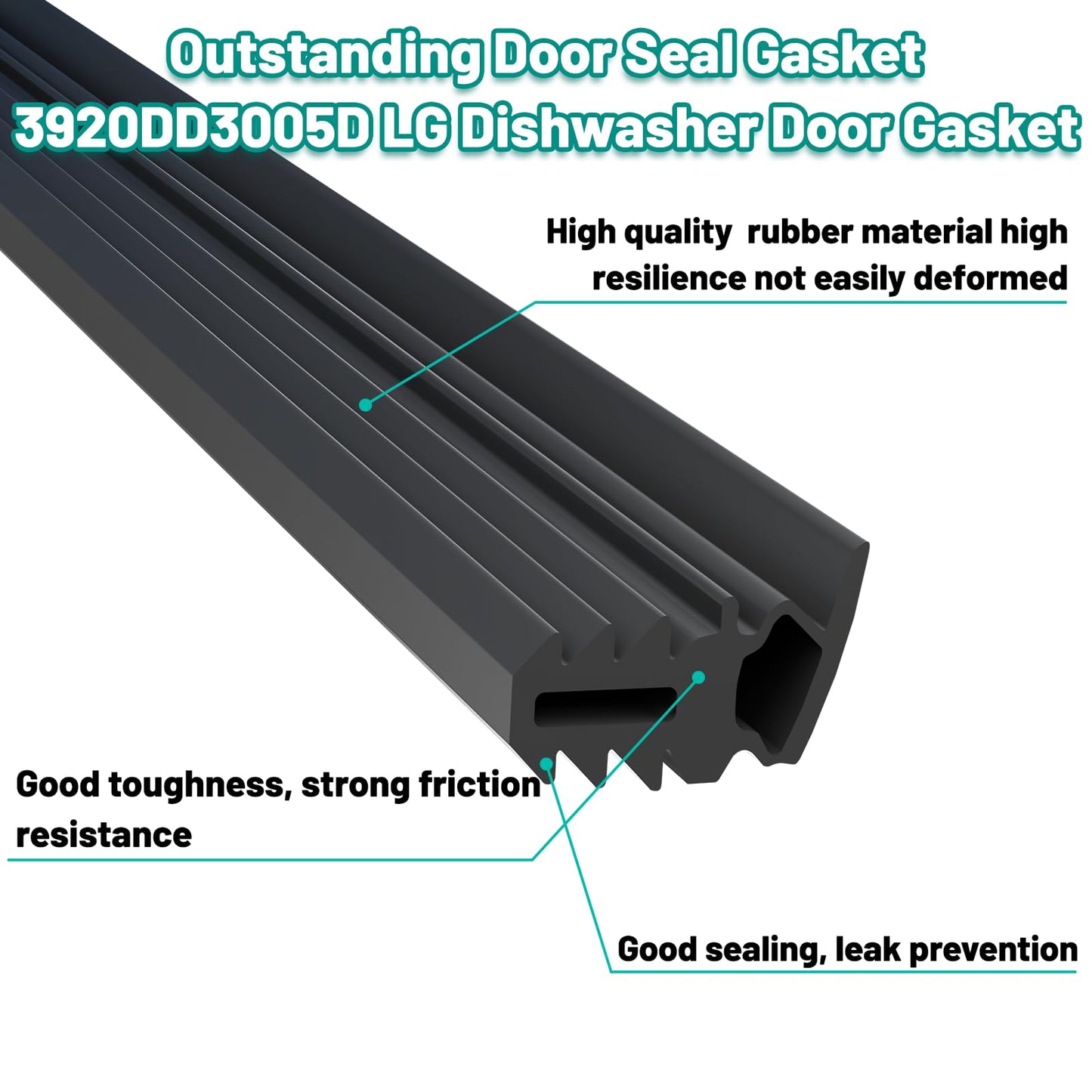 Upgraded 3920DD3005D Dishwasher Door Gasket Seal Replacement Compatible with LG Dishwasher Gasket Part Replaces 3920DD3005H, 4502909, AP6981193,for models LDF5545BD, LDP6797BD, LDT5678SS-Black