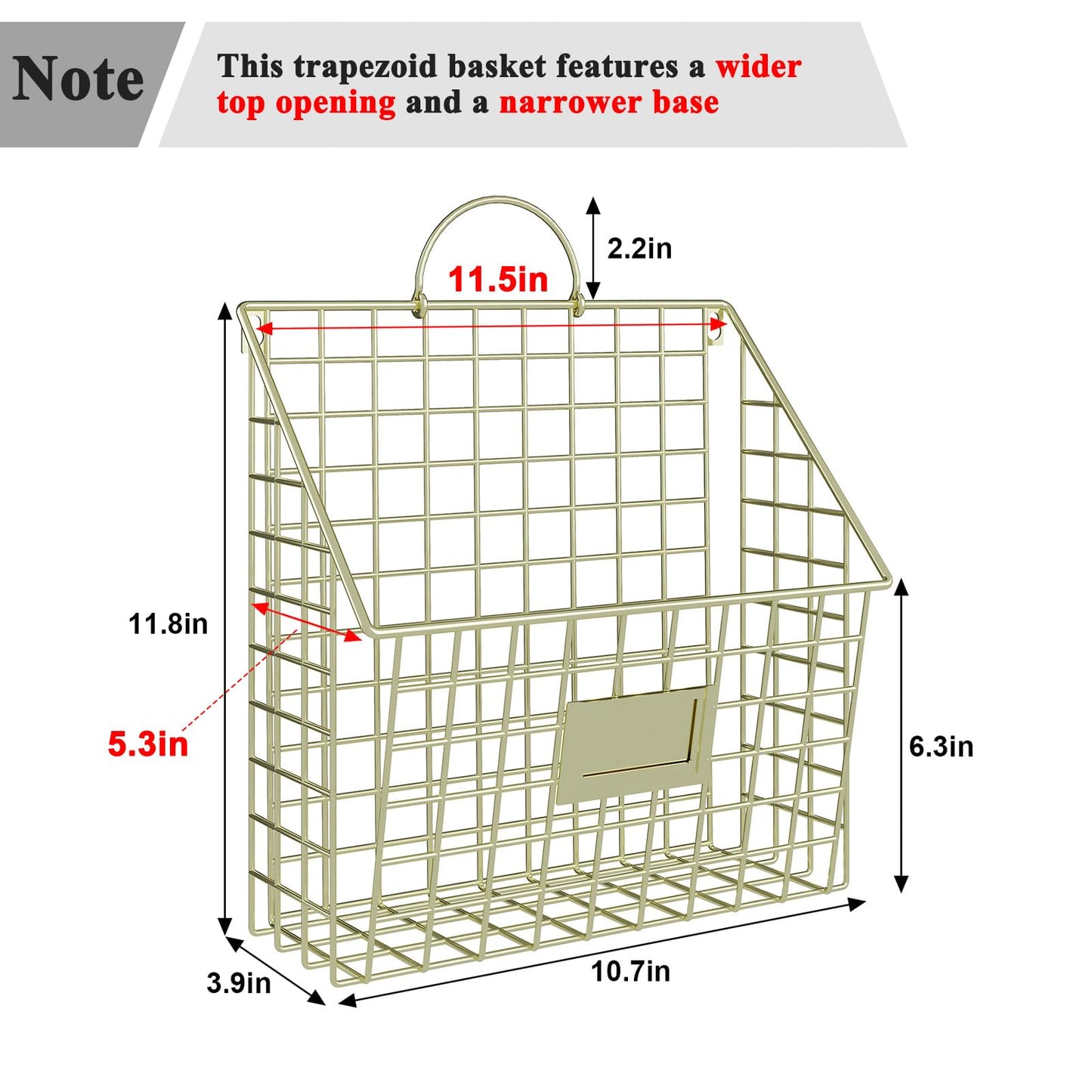 Yuzehuaza Wall File Organizer Mesh Hanging Wall Files Holder,Magazine Rack and Mail Basket with Hooks, Office Wall Organizer for Papers Folders Files Clipboard 4 Packs, Gold(Patent Pending)