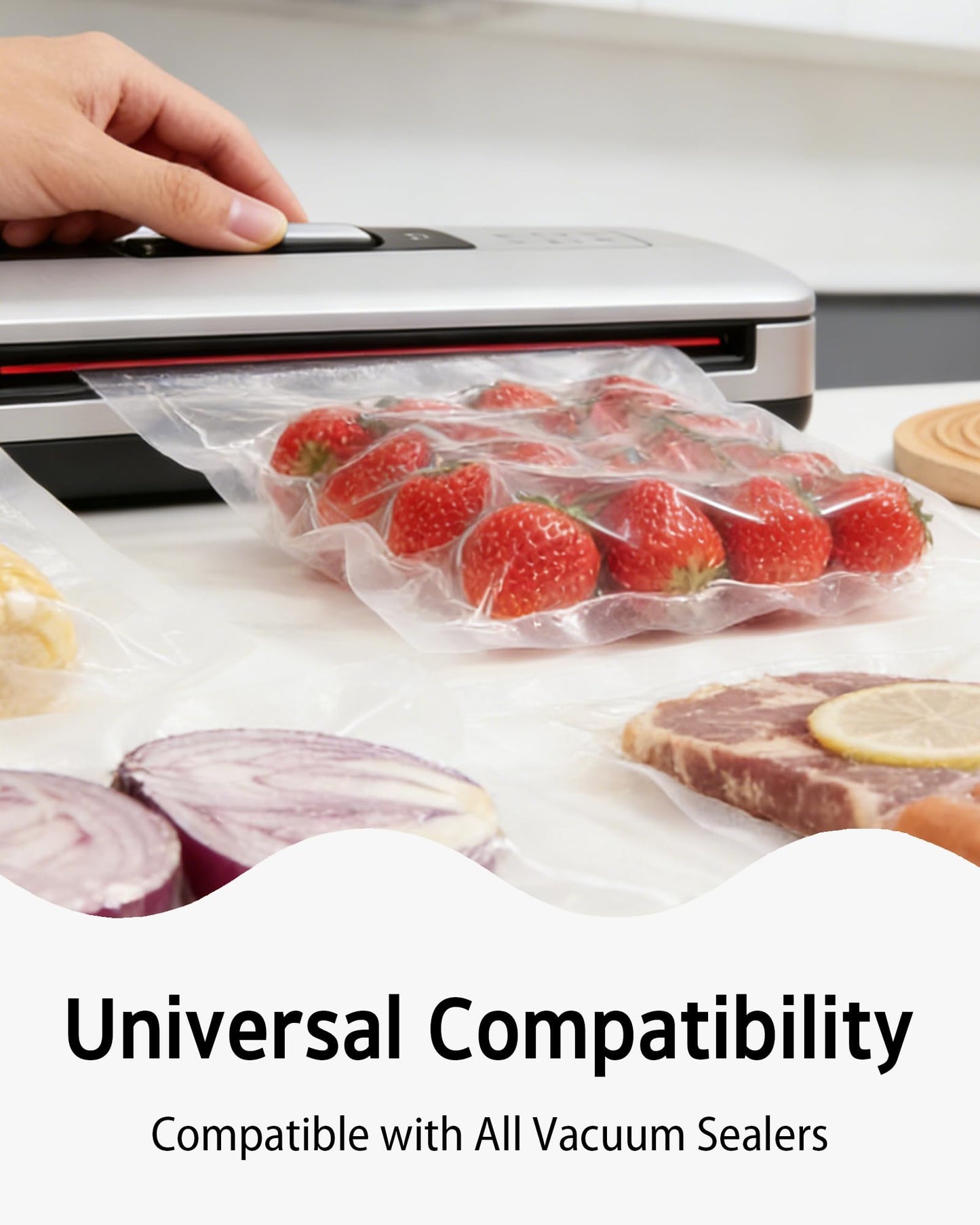 Syntus 100 Count Vacuum Sealer Bags Gallon 11 x 16 inch for Seal a Meal, Commercial Grade BPA Free Heavy Duty Precut Seal Bags, Food Vac Bags for Storage, Meal Prep or Sous Vide