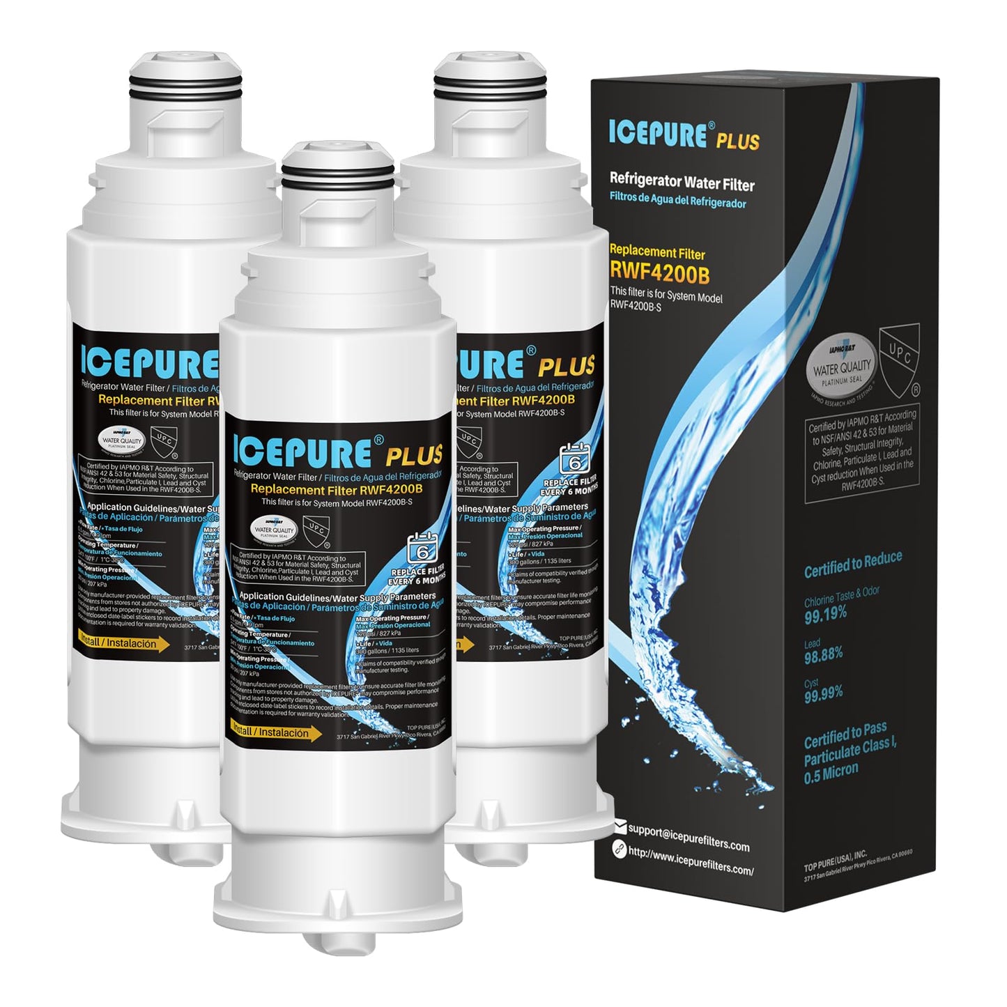 ICEPURE PLUS NSF53 DA97-17376B Replacement for HAF-QIN/EXP, HAF-QIN, DA97-08006C, RF23M8070SG, RF23M8070SR, RF23M8090SG, RF23M8090SR, AQF-DA97-17376B Refrigerator Water Filter, 3PACK