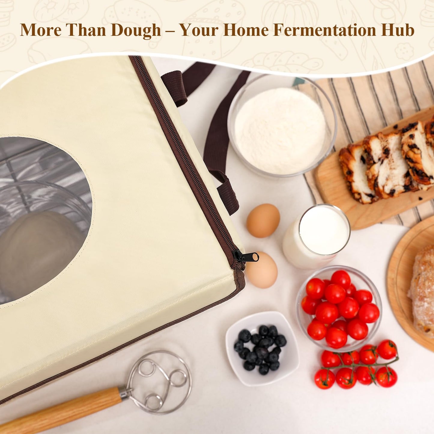 Bread Proofing Box with Temp & Timer Control – Foldable Bread Proofer for Dough, Sourdough, Pizza & Yogurt – Large Proofing Container for 3D Filament Drying, with NTC Sensor & Bonus Shelf
