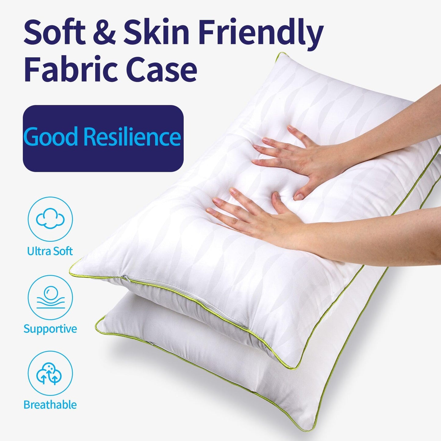 HKYLRAN Bed Pillows King Size Set of 2,for Sleeping, Adjustable King Pillows 2 Pack with Zipper, Cooling Hotel Quality with Premium Soft Down Alternative Fill
