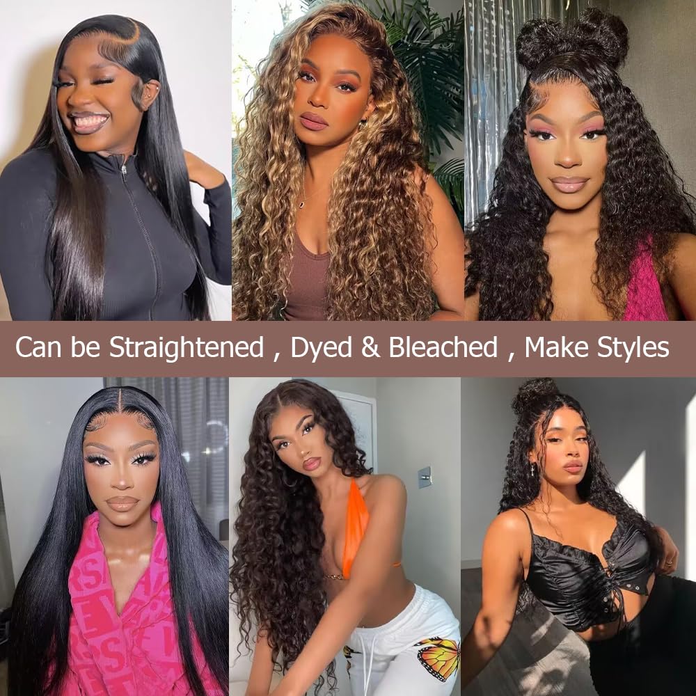 12A Deep Wave Human Hair Bundles 20 22 24 Inch Deep Curly Bundles Human Hair 100% Unprocessed Brazilian Virgin Weave 3 Bundles Water Wave Human Hair Bundles Double Weft Wet and Wavy Bundles Human Hair