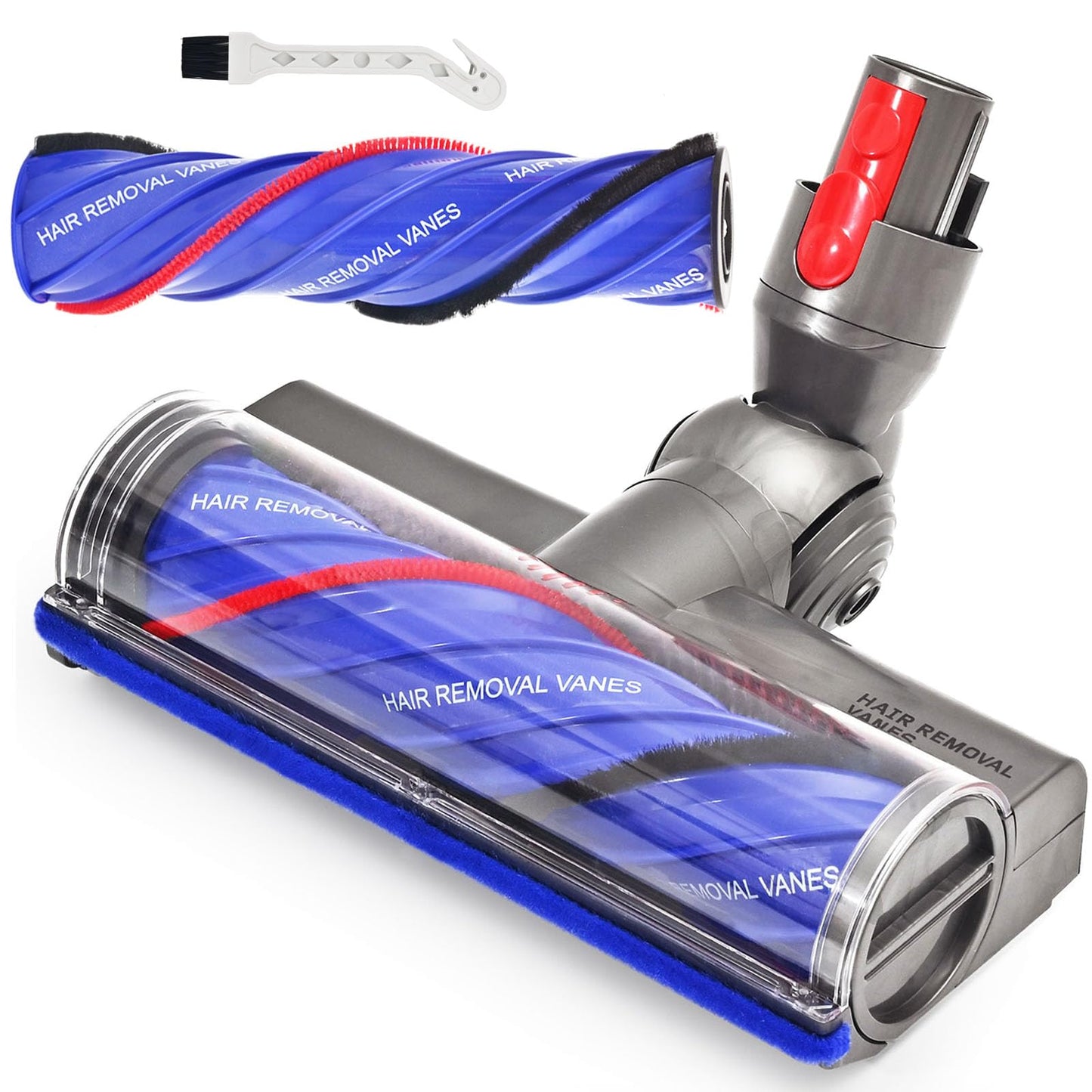 Upgrade Anti-Tangle Vacuum Attachments Head Replacement Parts for Dyson V7 V8, Cyclone V10,V11,V15 Cordless Vacuum Cleaner, Quick Release Motor-Head Brush Roller, for Carpets and Hardwood Floors