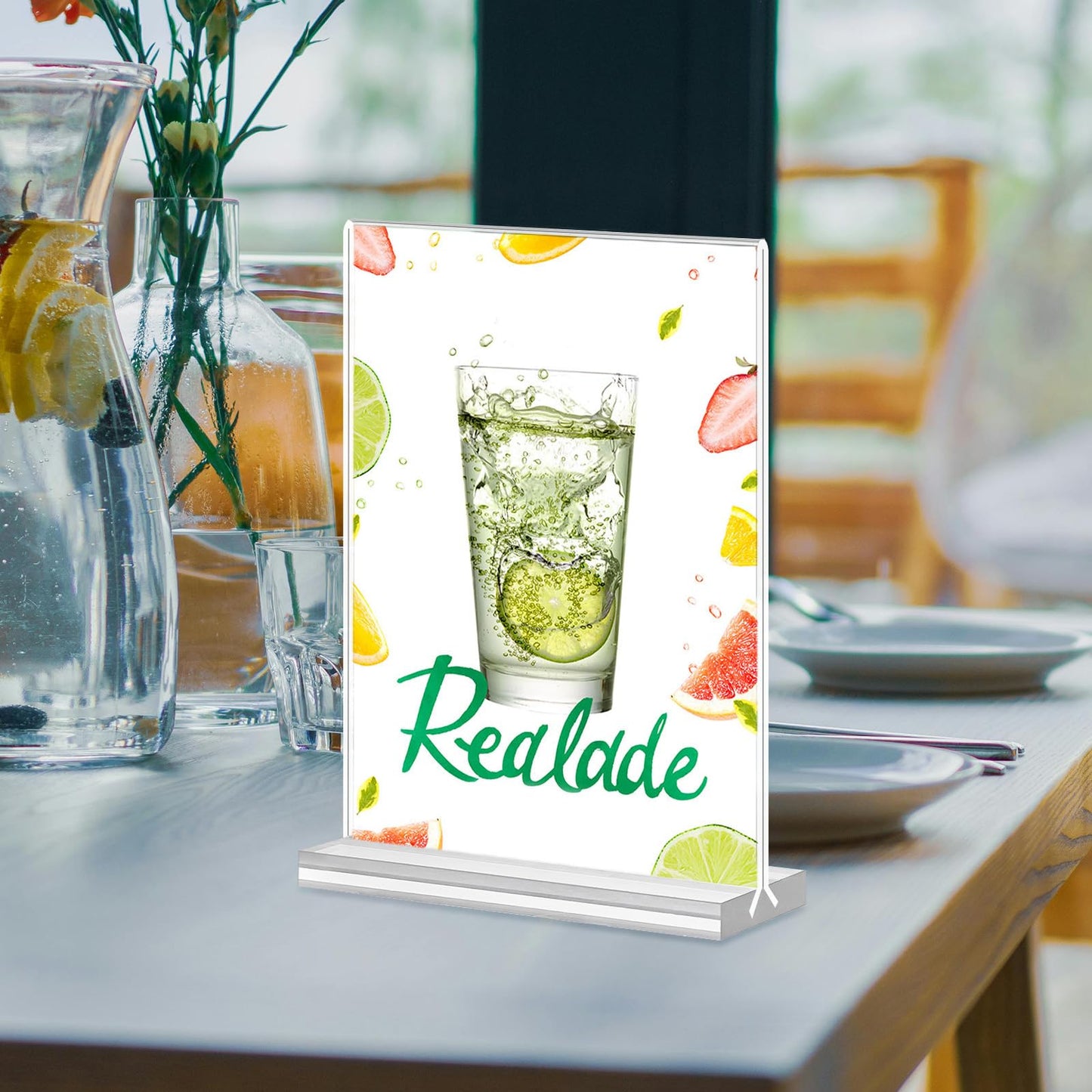 30 Pack Acrylic Sign Holder 5x7, Clear Double Sided Tabletop Menu Display, Desktop Flyer Stand with Vertical Base, Plastic Paper Picture Frame Holder Suitable for Restaurants Office Store Show Fair