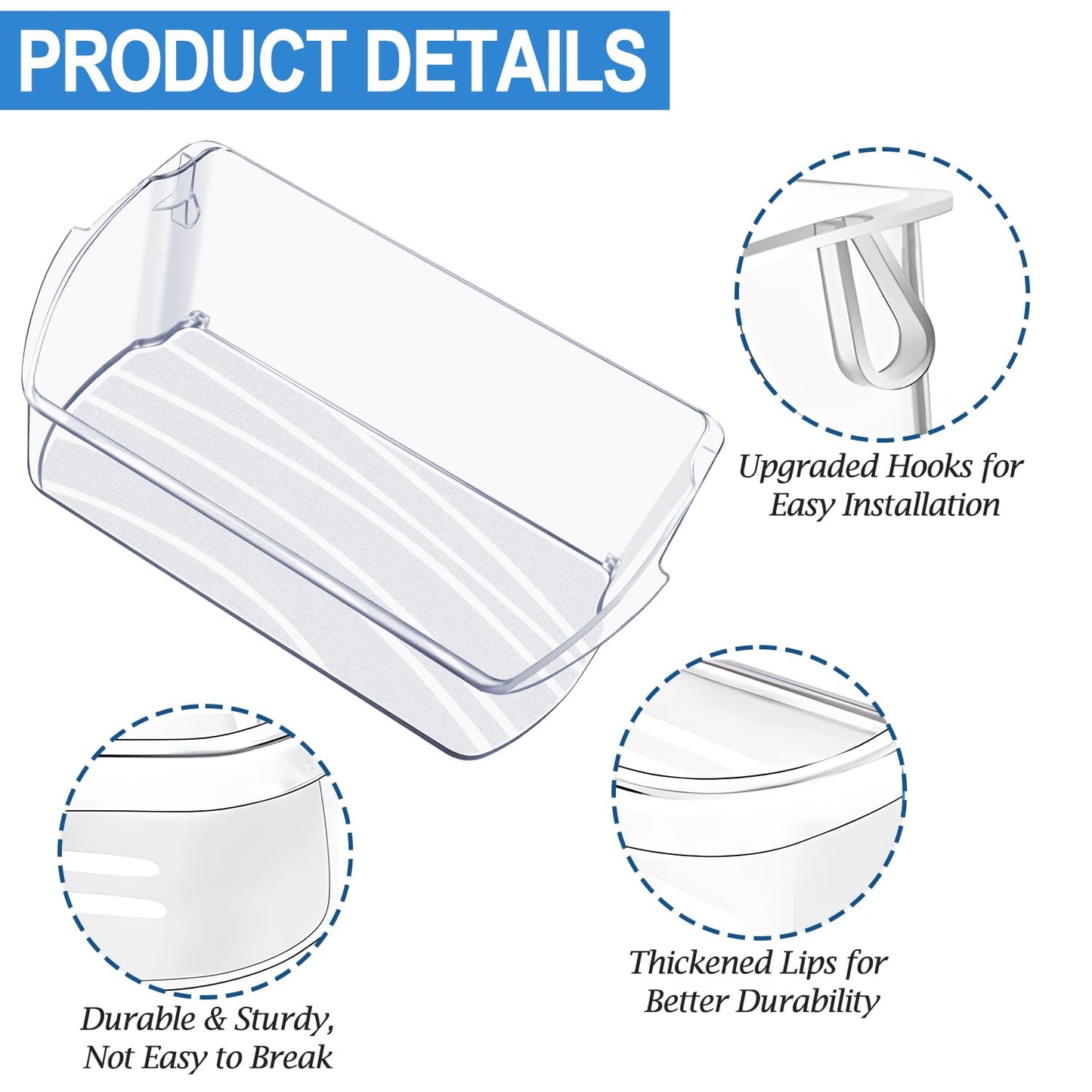 UPGRADED 242079701 Refrigerator Door Bin Replacement, Compatible with Frigidaire Kenmore Refrigerator Door Shelf Bin Parts 242011501 242011504 AP5270343 FFHB2750TS FGHB2868TF LGHD2369TF Door Shelf