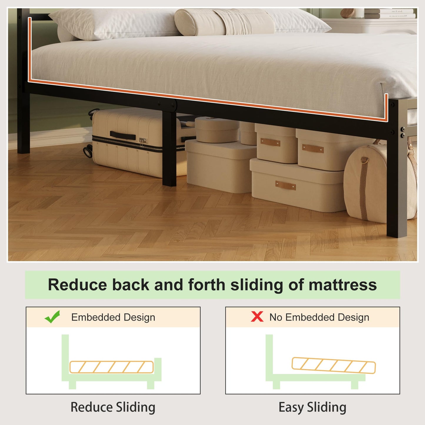 Lutown-Teen 12 Inch Twin Bed Frame with Headboard and Footboard, Classic Metal Platform Bed Frame Twin Size, No Box Spring Needed, Easy Assembly, Noise Free, Black